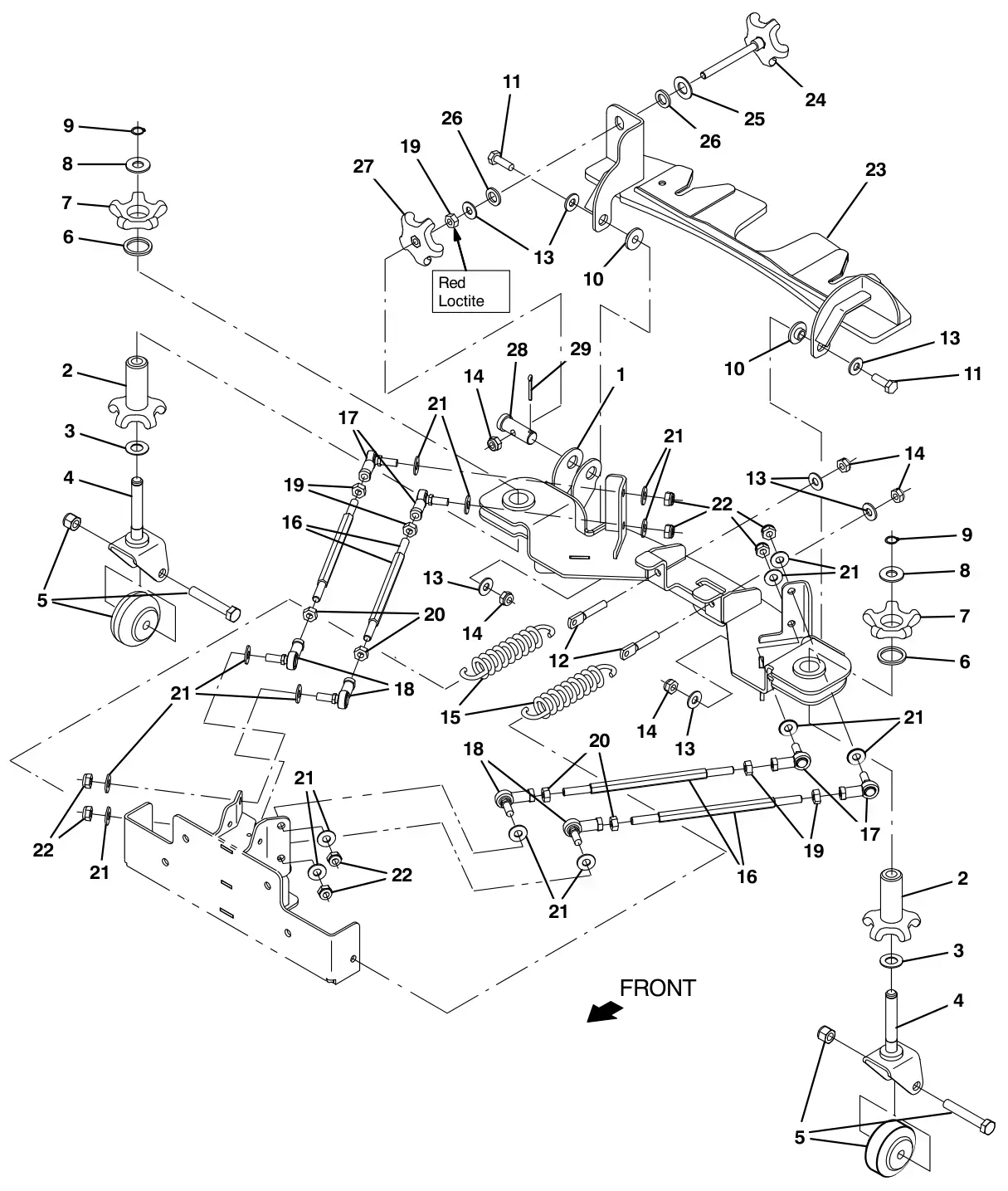 Tennant T17 rear squeegee linkage group drawing, manual page 66