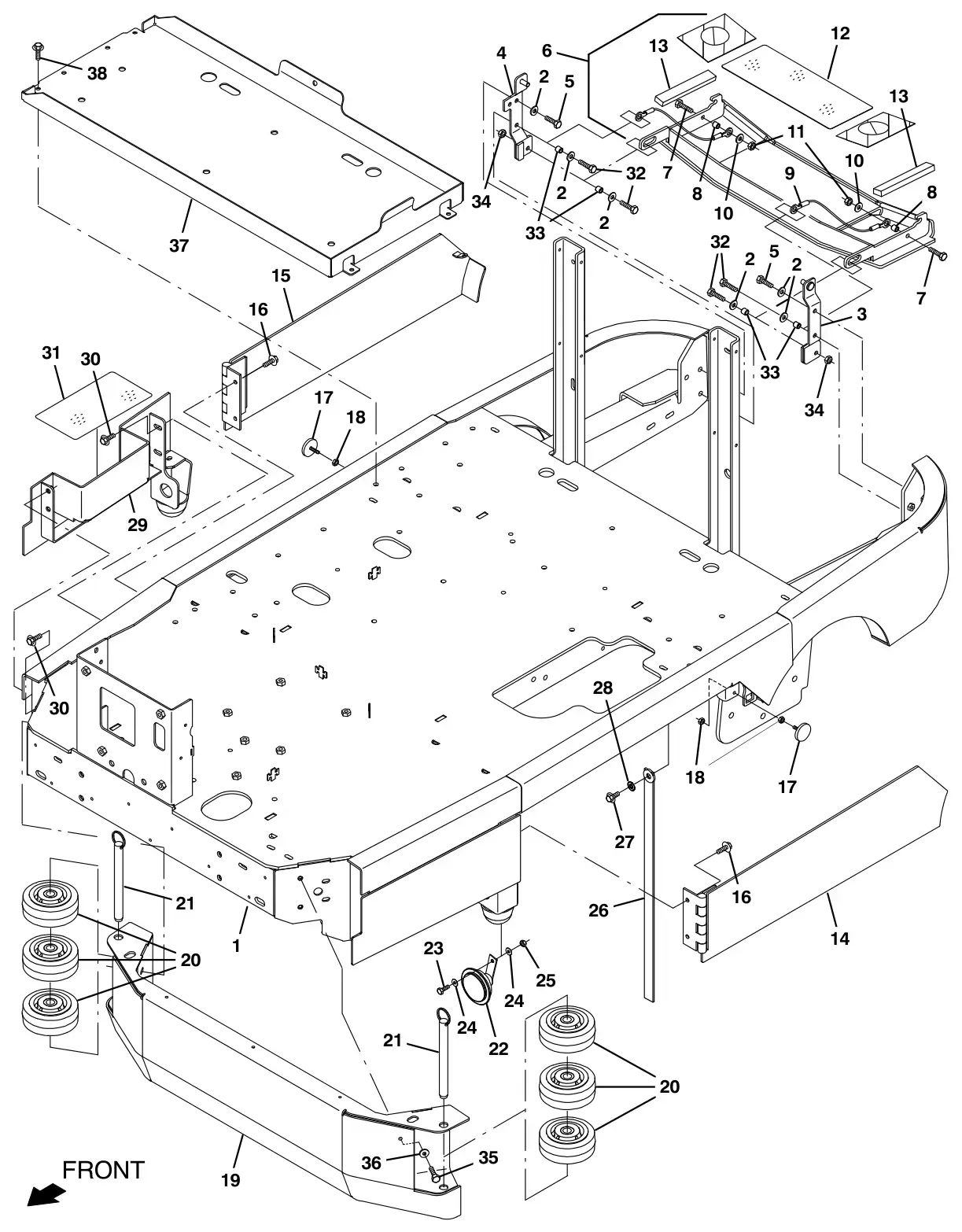 Tennant T17 main frame group drawing, manual page 12