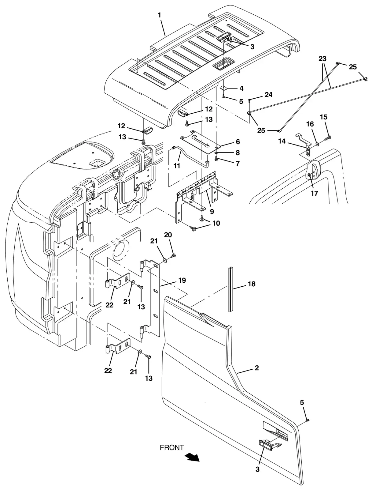 Tennant T17 right hand door and battery cover group drawing, manual page 70
