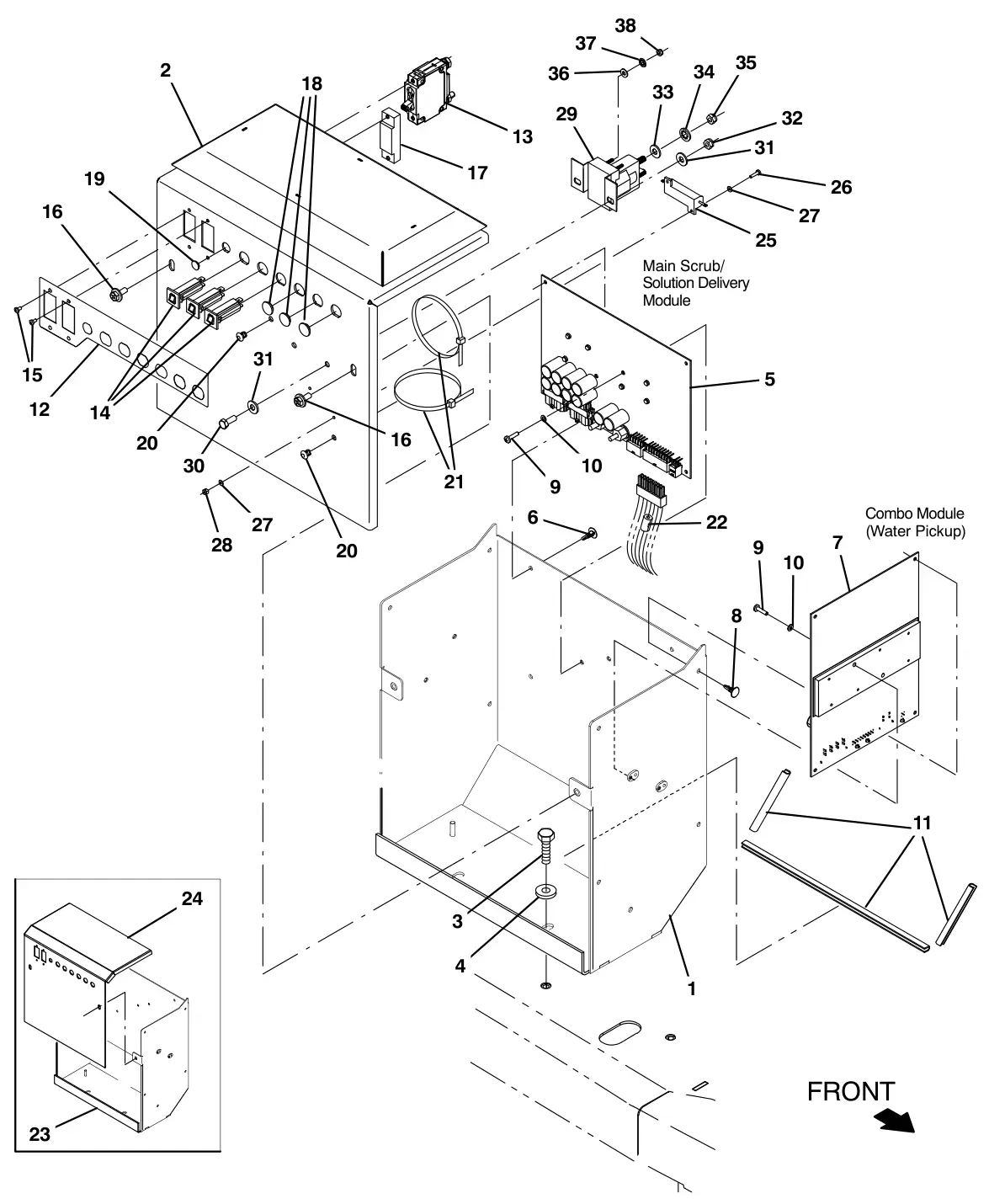 Tennant T17 electrical box group drawing, manual page 72