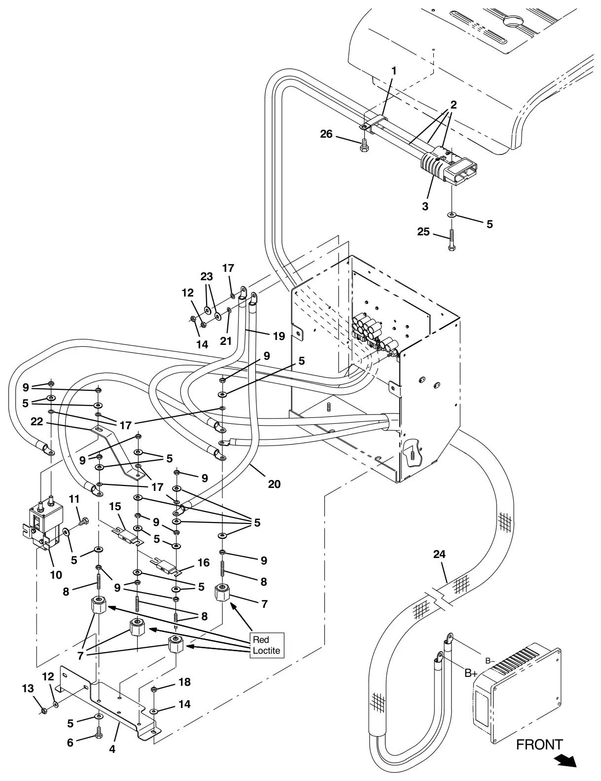 Tennant T17 electrical box wires group drawing, manual page 74