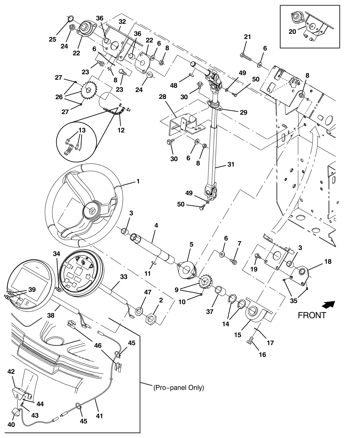 Tennant T17 steering group drawing, manual page 16
