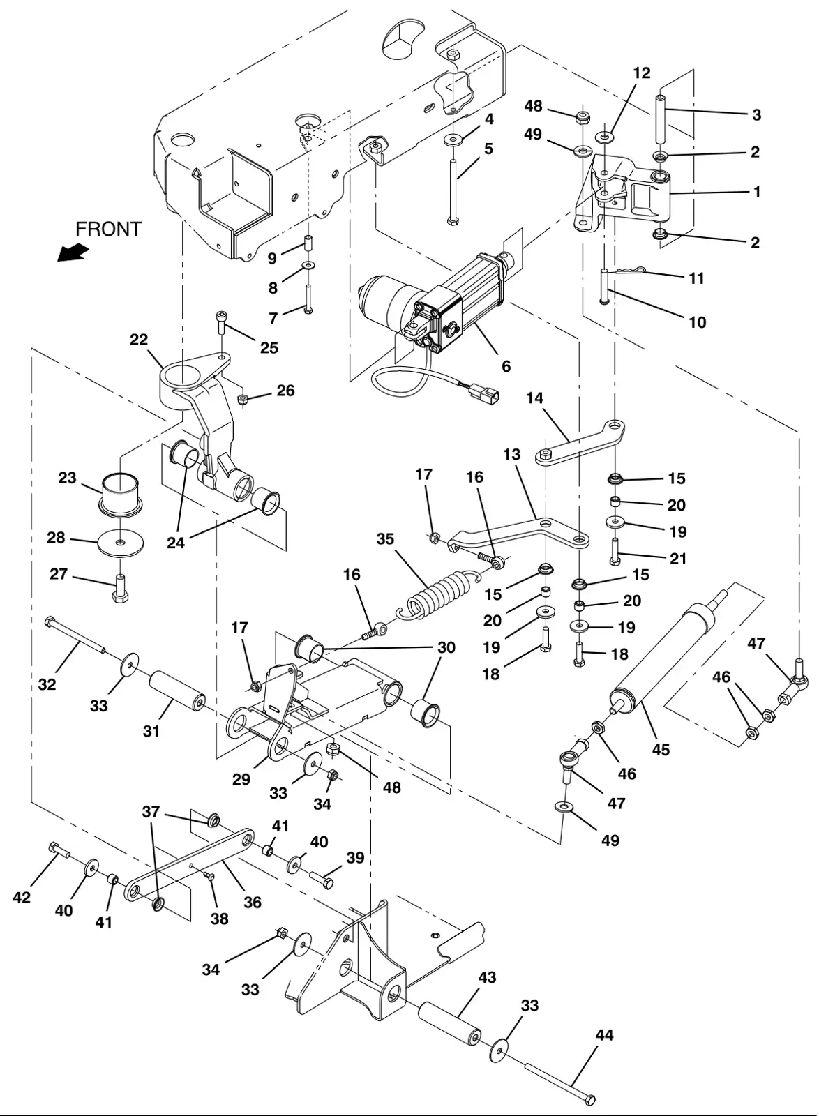 Tennant T17 scrubbing side brush lift group (option) drawing, manual page 98