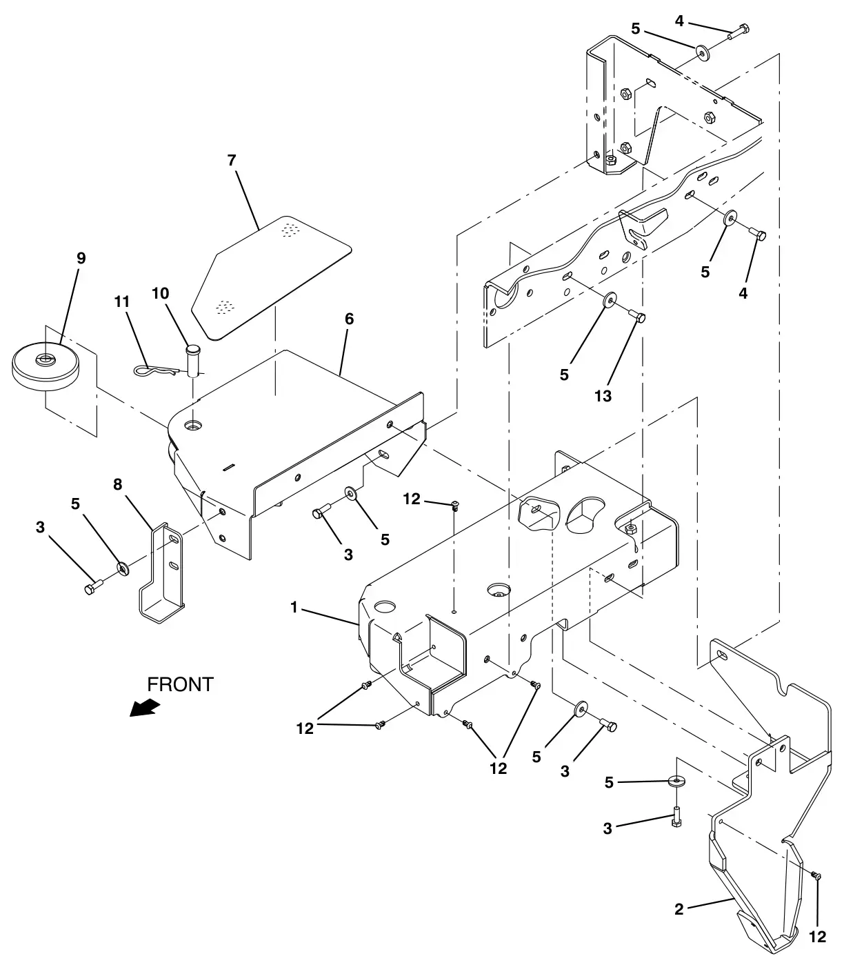 Tennant T17 scrubbing side brush mount group (option) drawing, manual page 102
