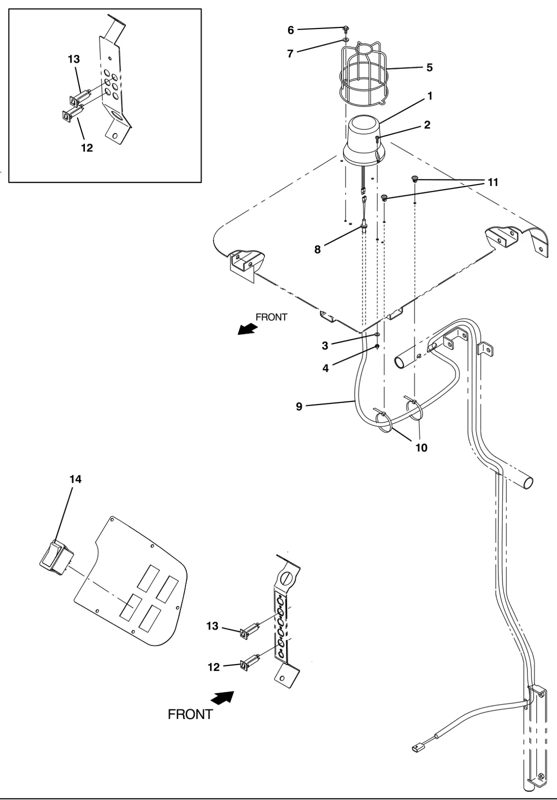 Tennant T17 strobe light kit, overhead guard (option) drawing, manual page 84