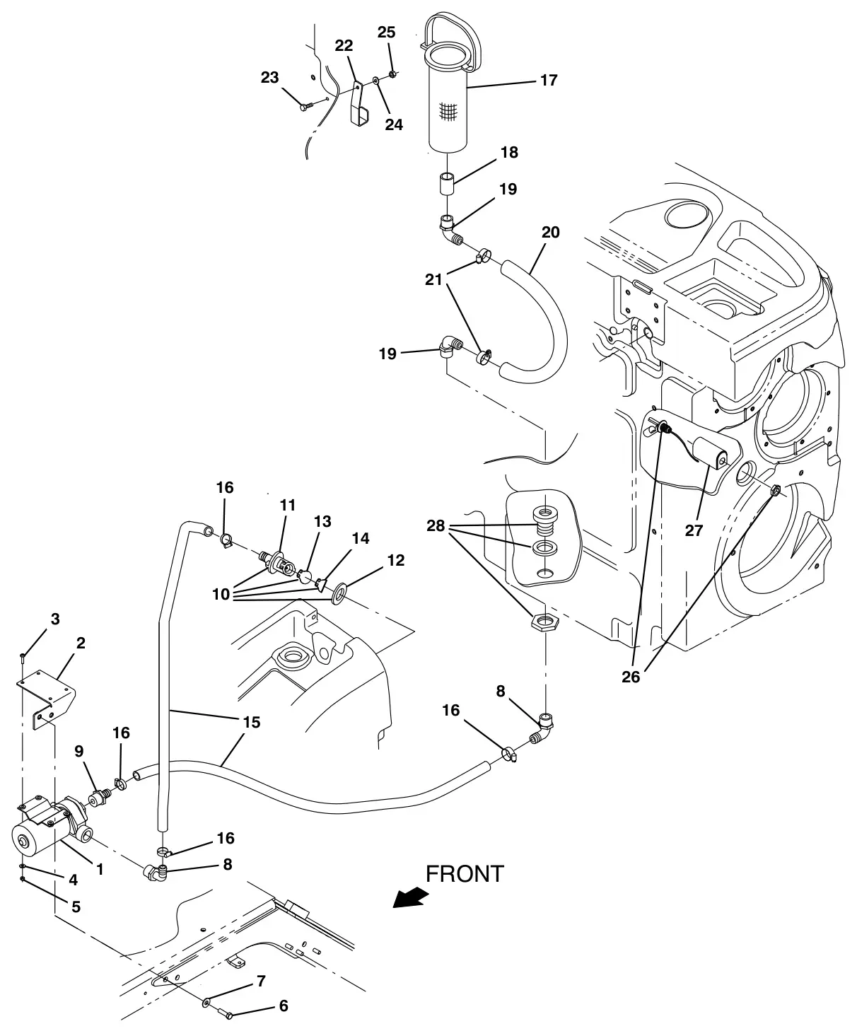 Tennant T17 es pump group (option) drawing, manual page 142
