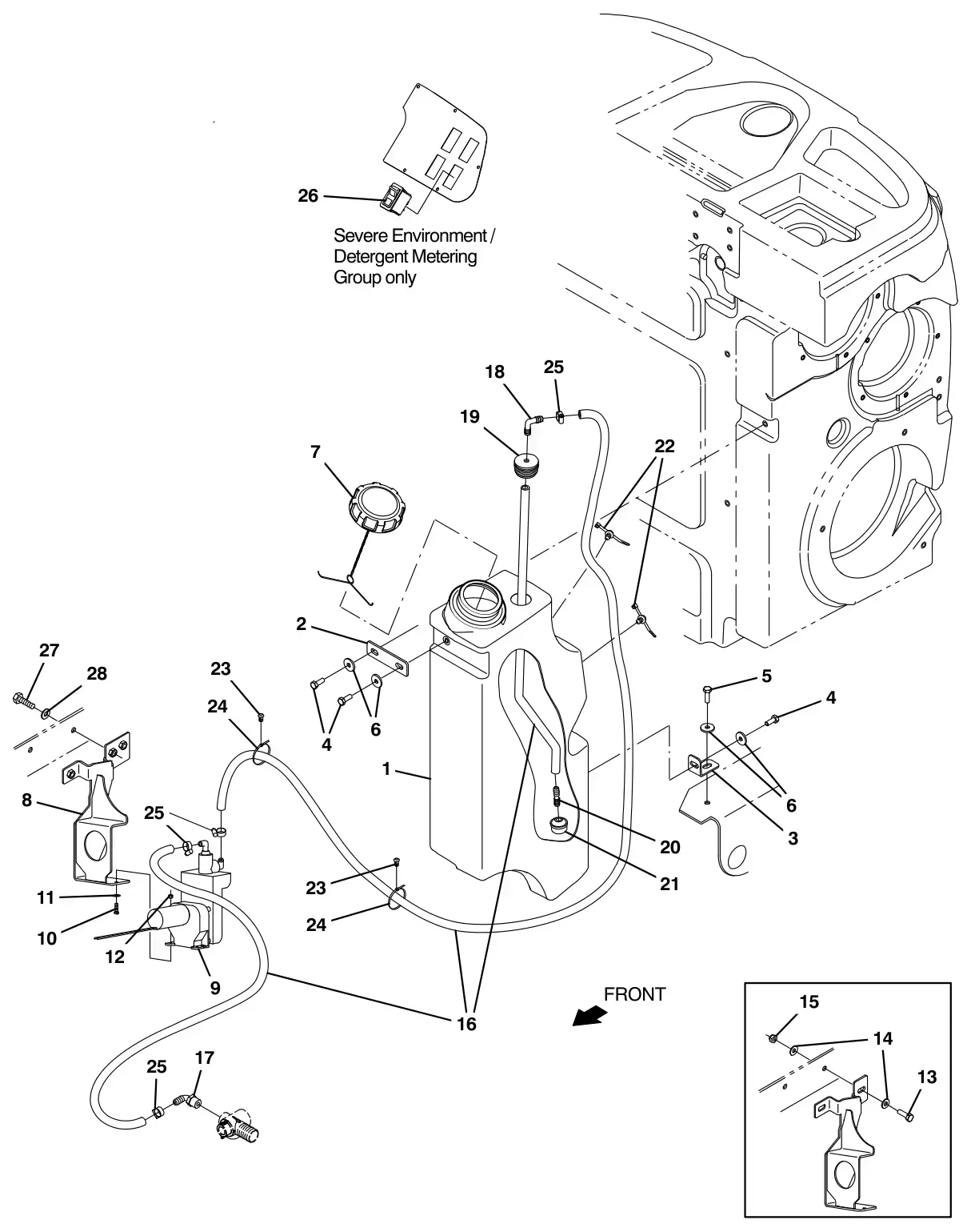 Tennant T17 es / severe environment / detergent metering group (option) drawing, manual page 144