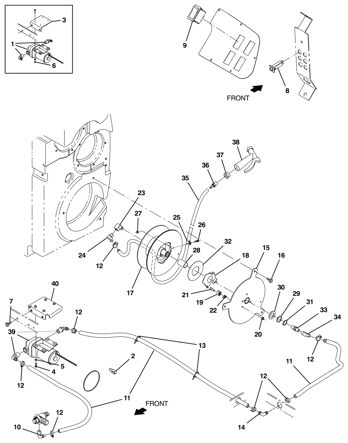 Tennant T17 spray nozzle group (option) drawing, manual page 152