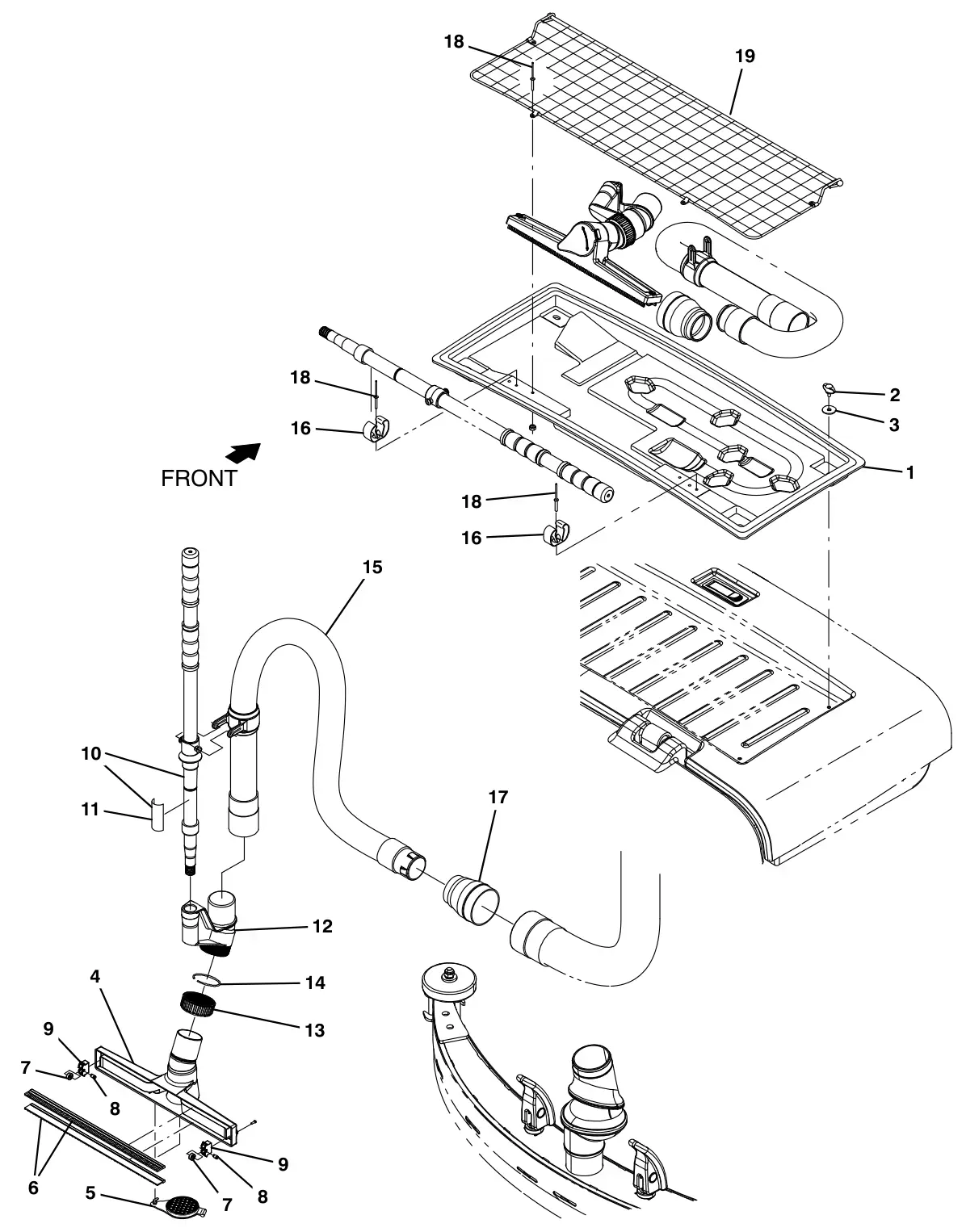 Tennant T17 vacuum wand kit (option) drawing, manual page 154