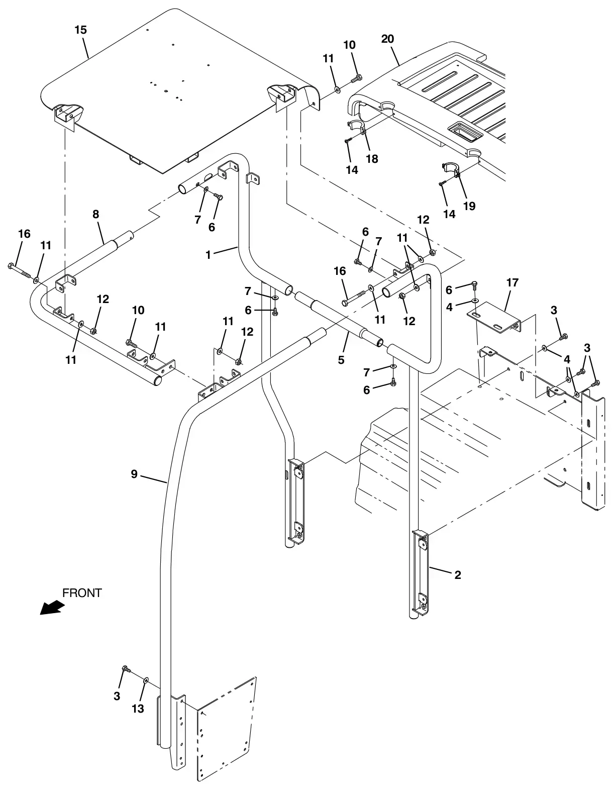 Tennant T17 overhead guard group (option) drawing, manual page 86