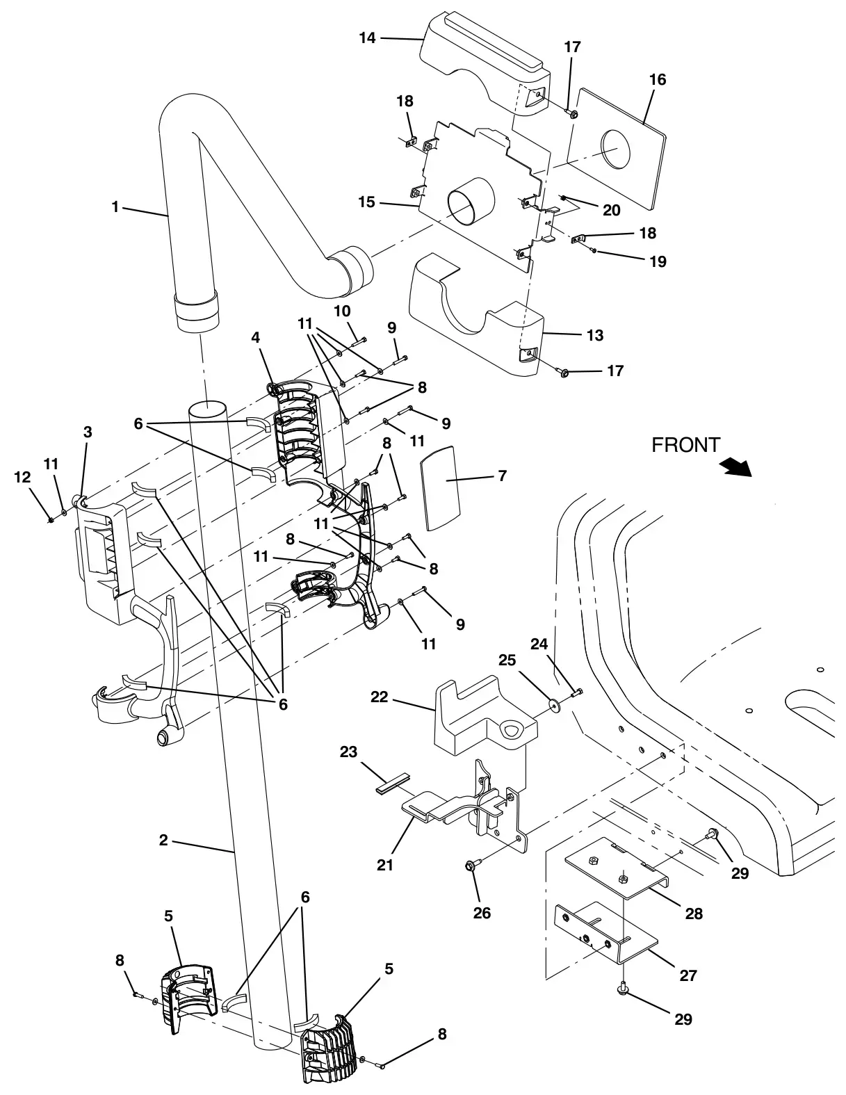 Tennant T17 dry vacuum wand group (014000 -) (option) drawing, manual page 184