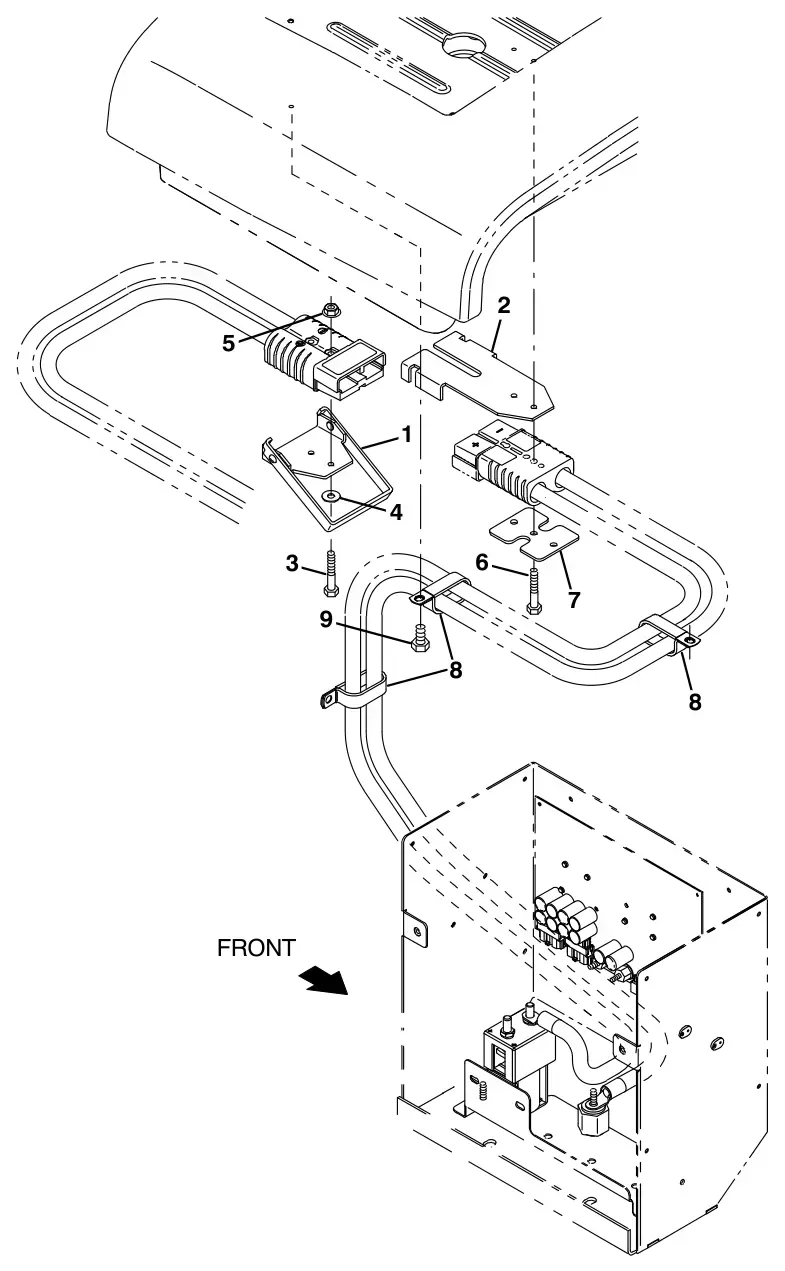 Tennant T17 battery quick disconnect group (013000 -) (option) drawing, manual page 196