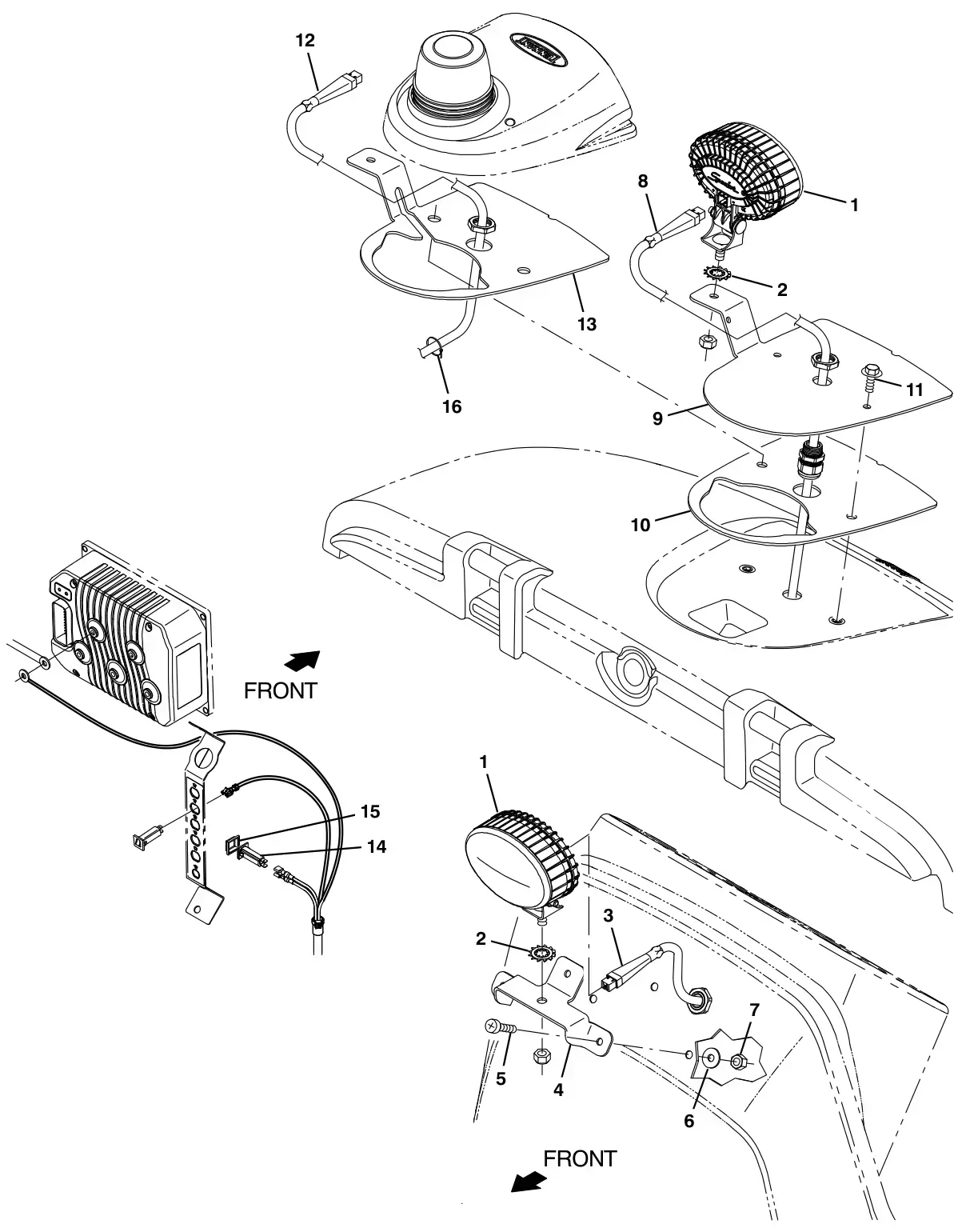 Tennant T17 spotlight kit, blue (option) drawing, manual page 200