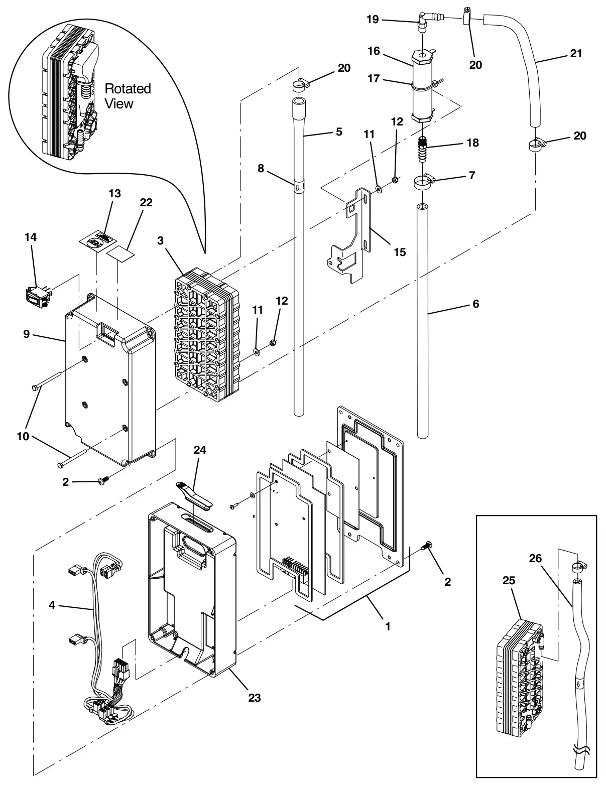 Tennant T17 ec - h2o module assembly breakdown, 9020260 (component breakdown) drawing, manual page 204