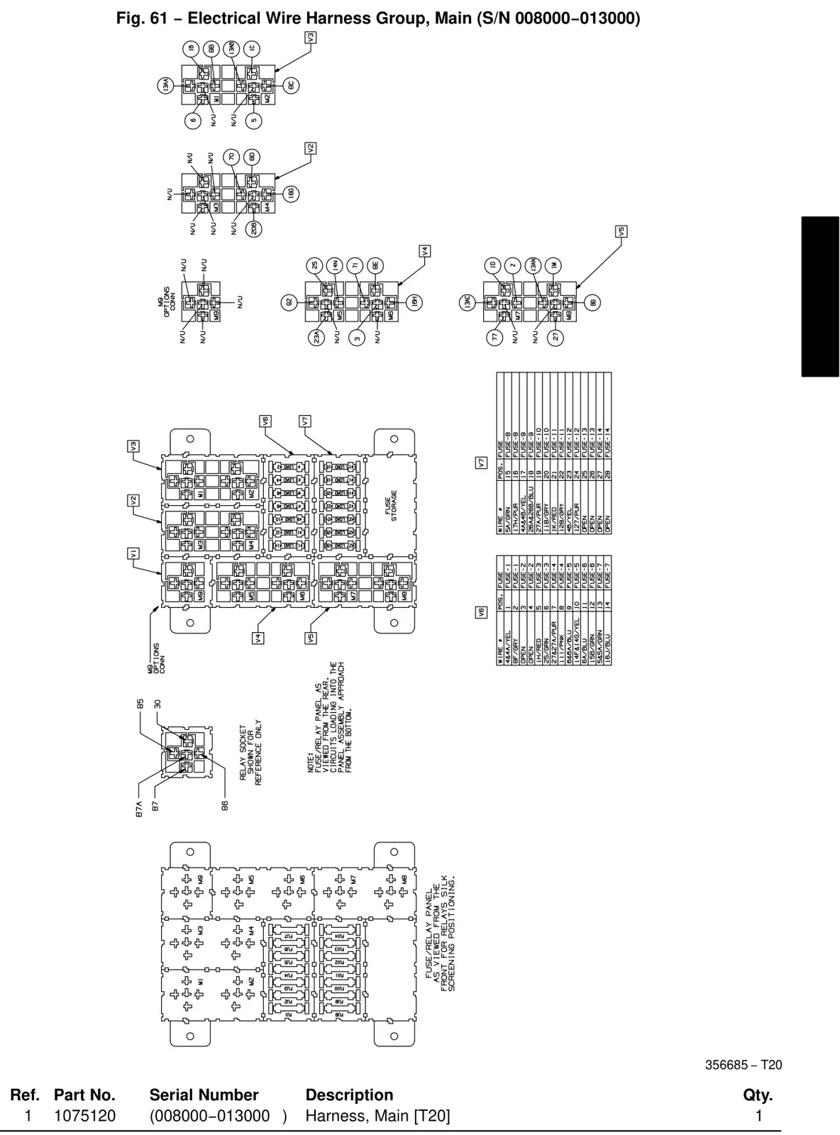 Tennant T20 Diesel Electrical: Fig. 61 - Electrical Wire Harness Group, Main (S/N 008000-013000), manual page 2-143