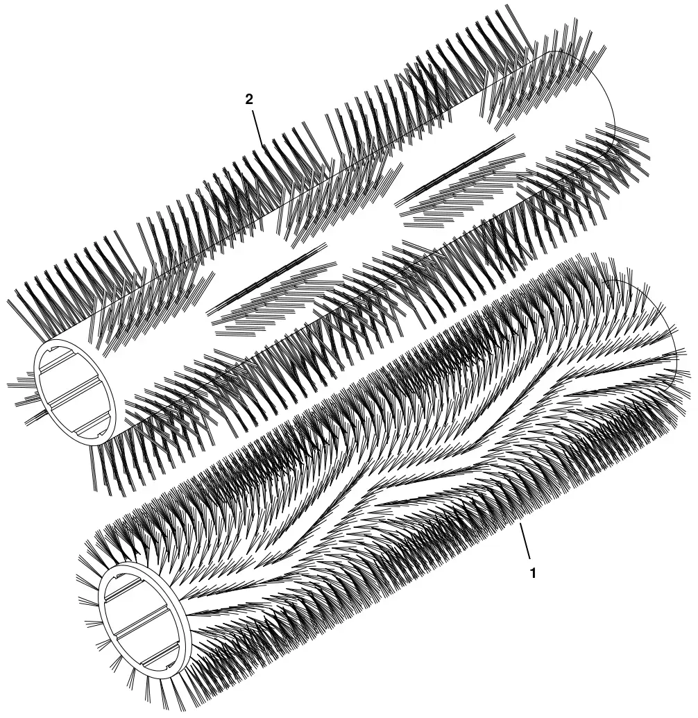 Tennant T20 Diesel brushes, replacement, scrub head, drawing 1, manual page 9