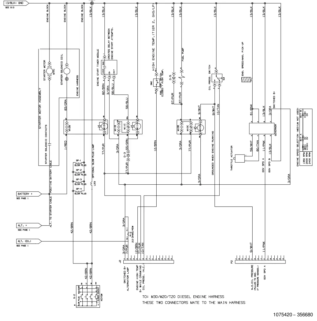 Tennant T20 Diesel electrical schematic (s/n 008000 - 013000), sheet 5, manual page 131