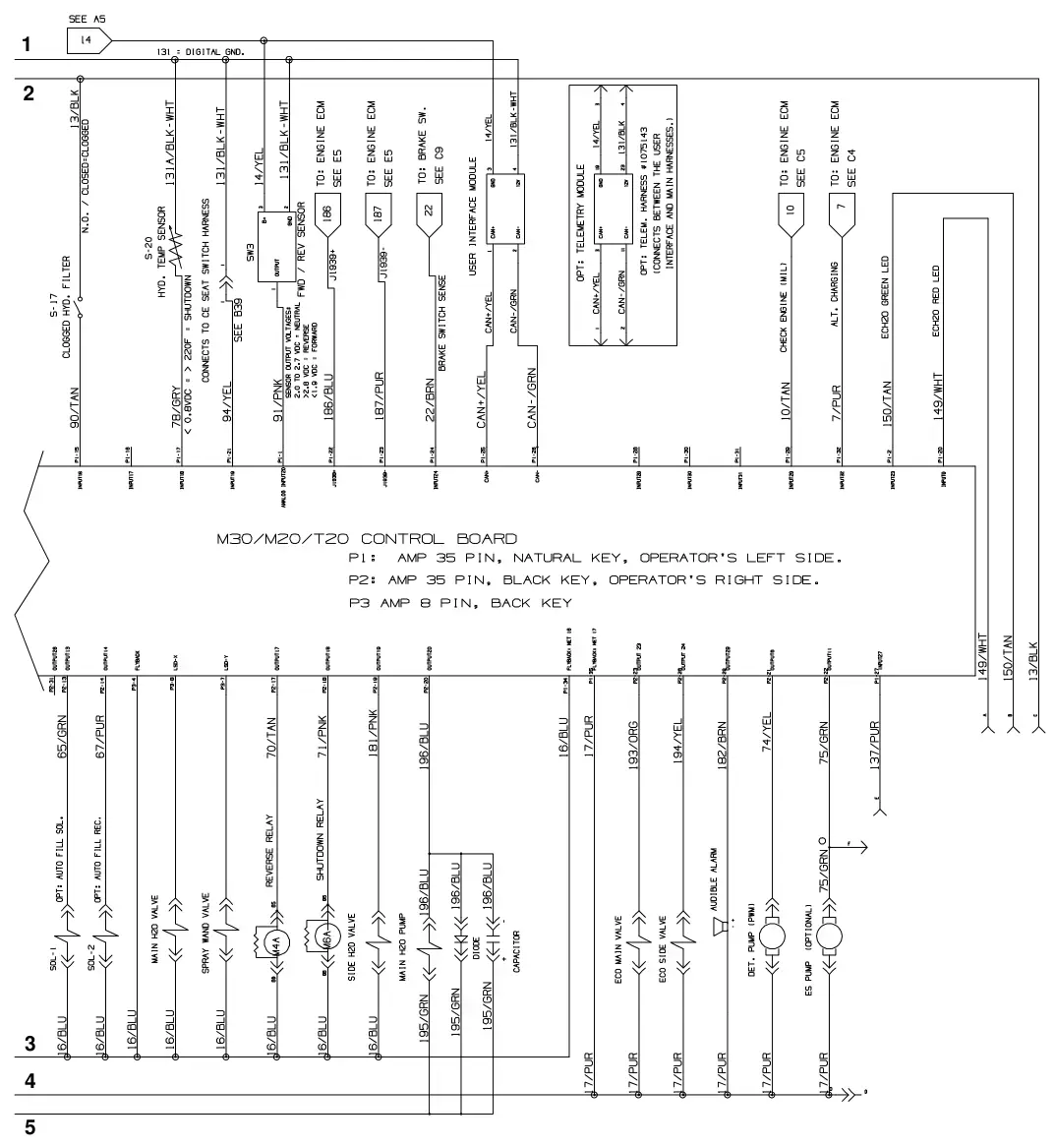 Tennant T20 Diesel electrical schematic (s/n 013001 -), sheet 4, manual page 138
