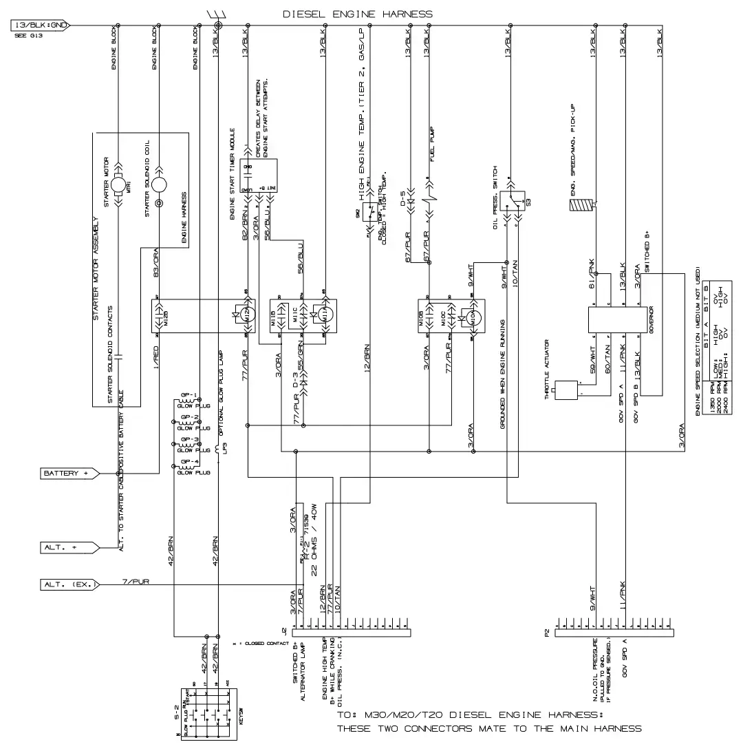 Tennant T20 Diesel electrical schematic (s/n 013001 -), sheet 8, manual page 142