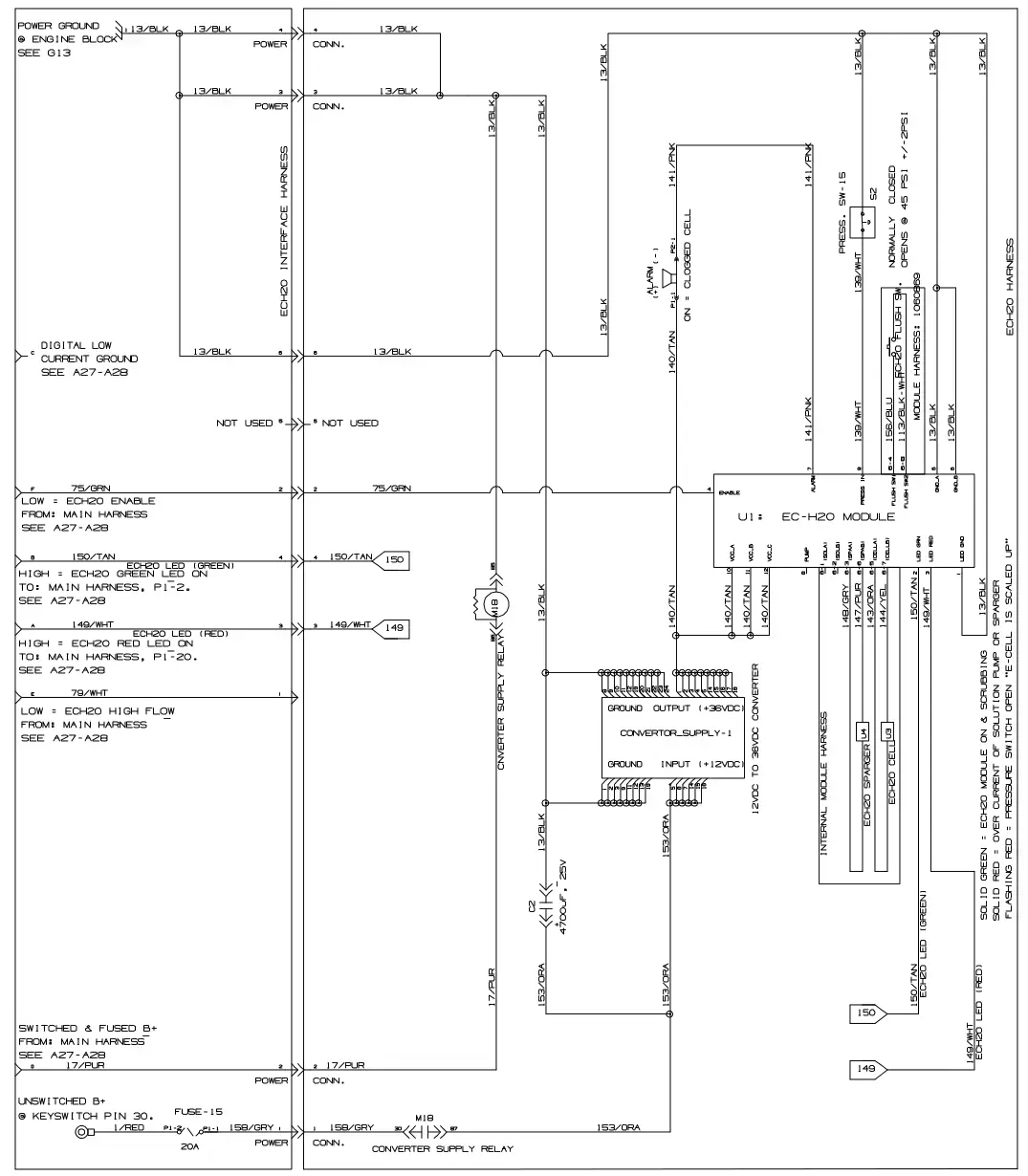 Tennant T20 Diesel electrical schematic (s/n 013001 -), sheet 5, manual page 139