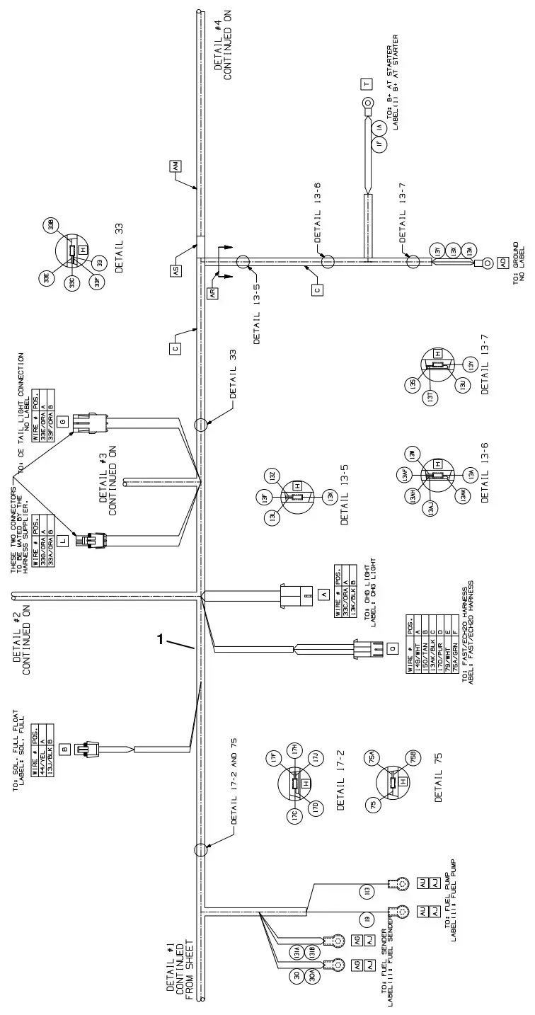 Tennant T20 Diesel electrical wire harness group, main (s/n 008000 - 013000), drawing 2, manual page 144