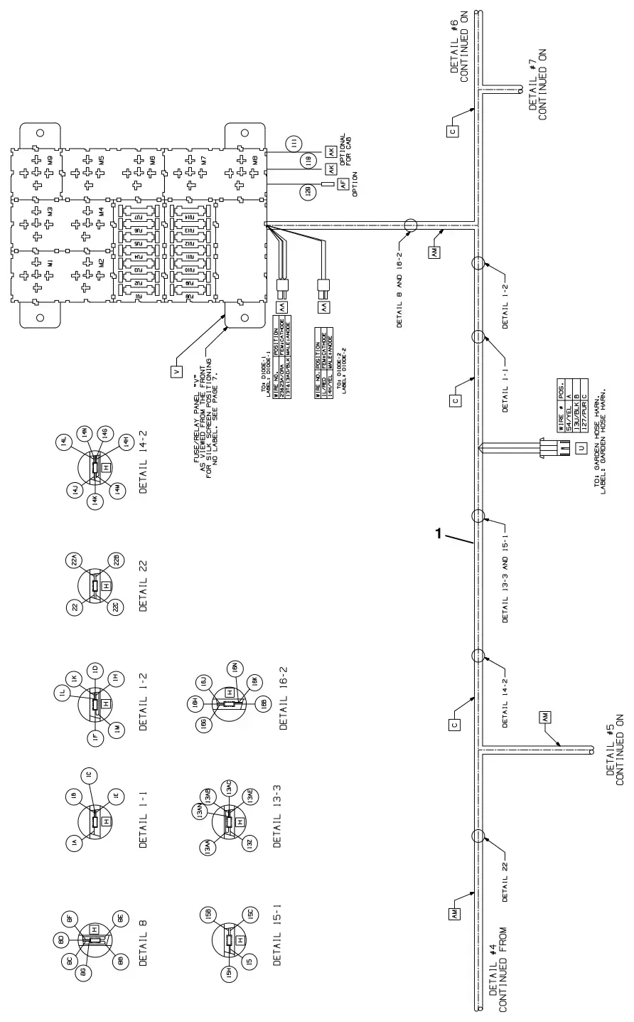 Tennant T20 Diesel electrical wire harness group, main (s/n 008000 - 013000), drawing 4, manual page 146