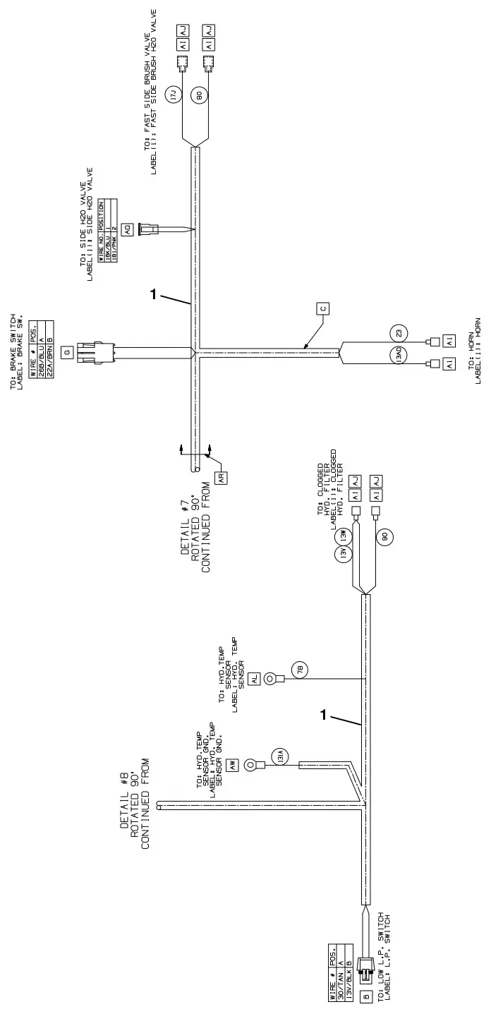 Tennant T20 Diesel electrical wire harness group, main (s/n 008000 - 013000), drawing 6, manual page 148