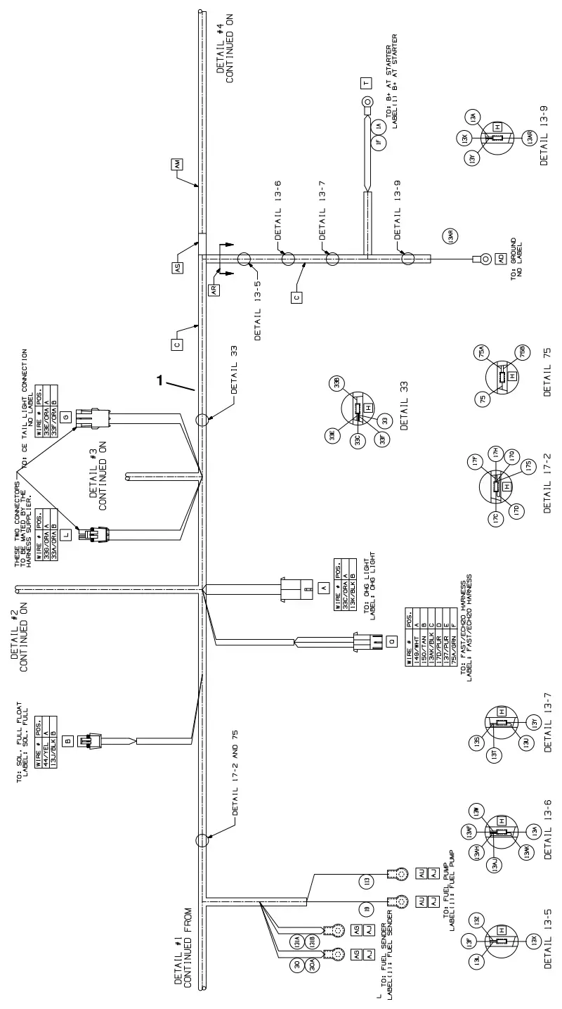 Tennant T20 Diesel electrical wire harness group, main (s/n 013001 -), drawing 2, manual page 151