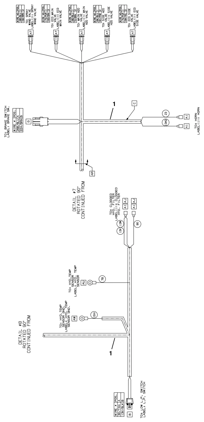 Tennant T20 Diesel electrical wire harness group, main (s/n 013001 -), drawing 6, manual page 155