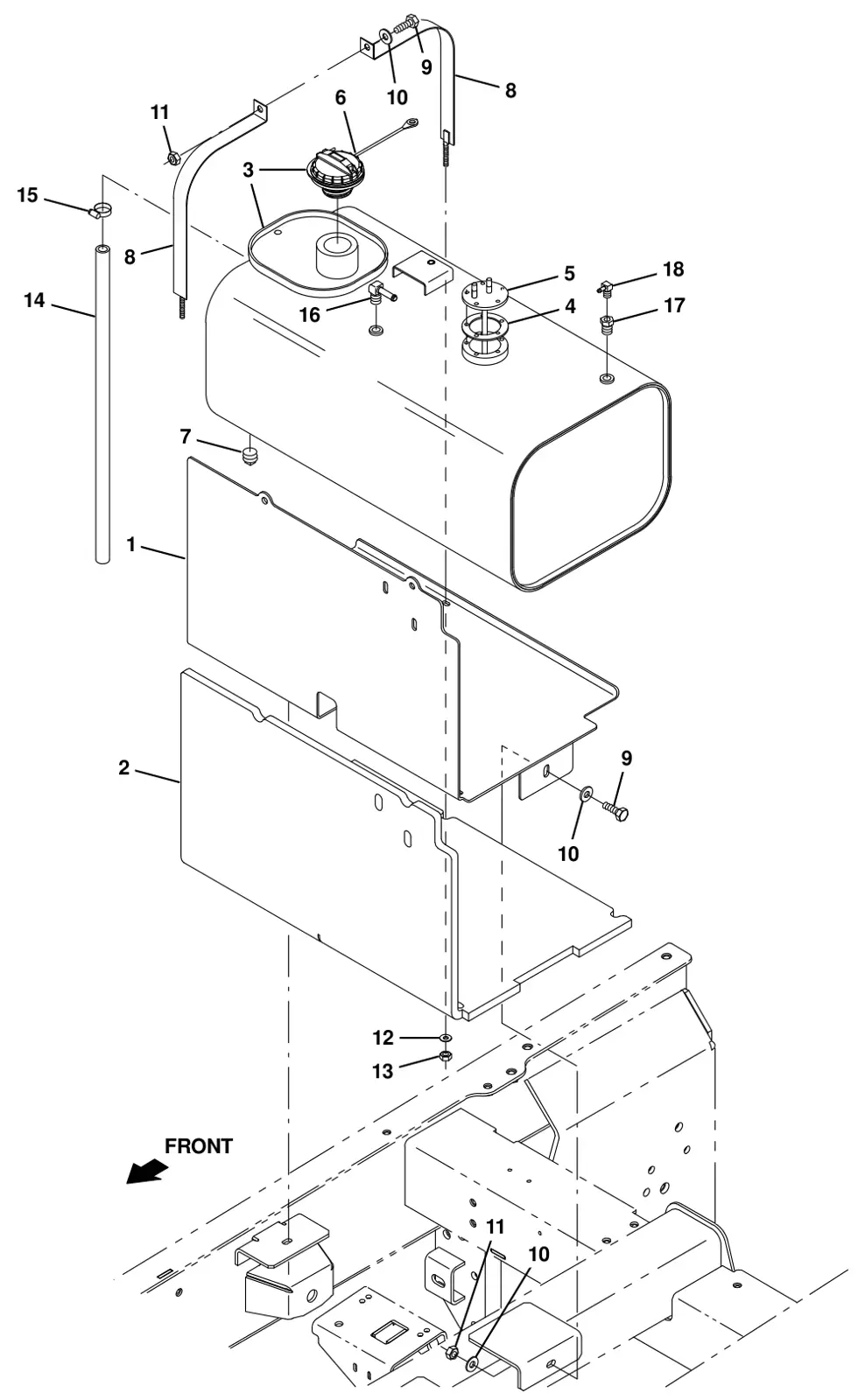 Tennant T20 Diesel engine fuel tank group drawing, manual page 31