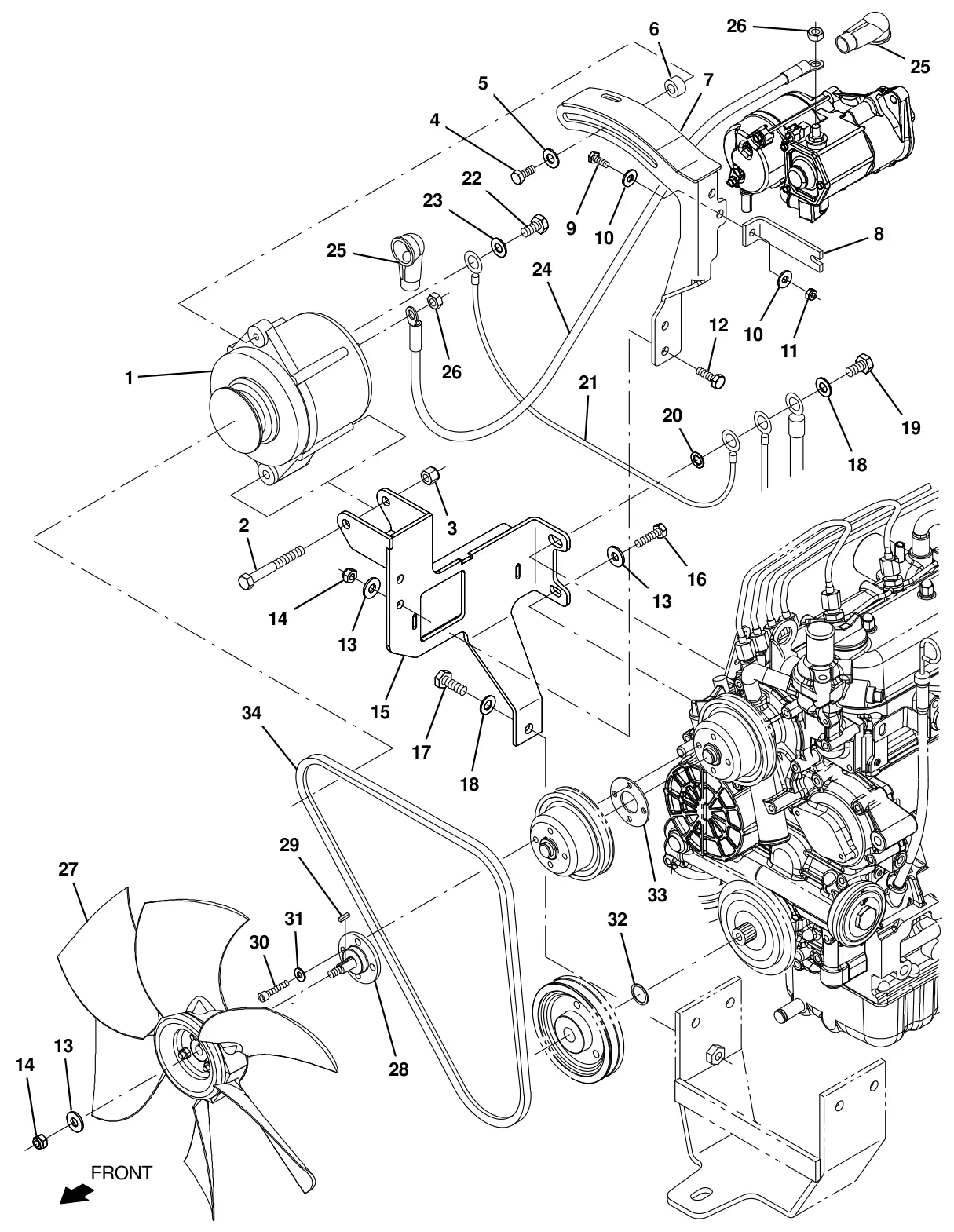 Tennant T20 Diesel engine alternator group drawing, manual page 37