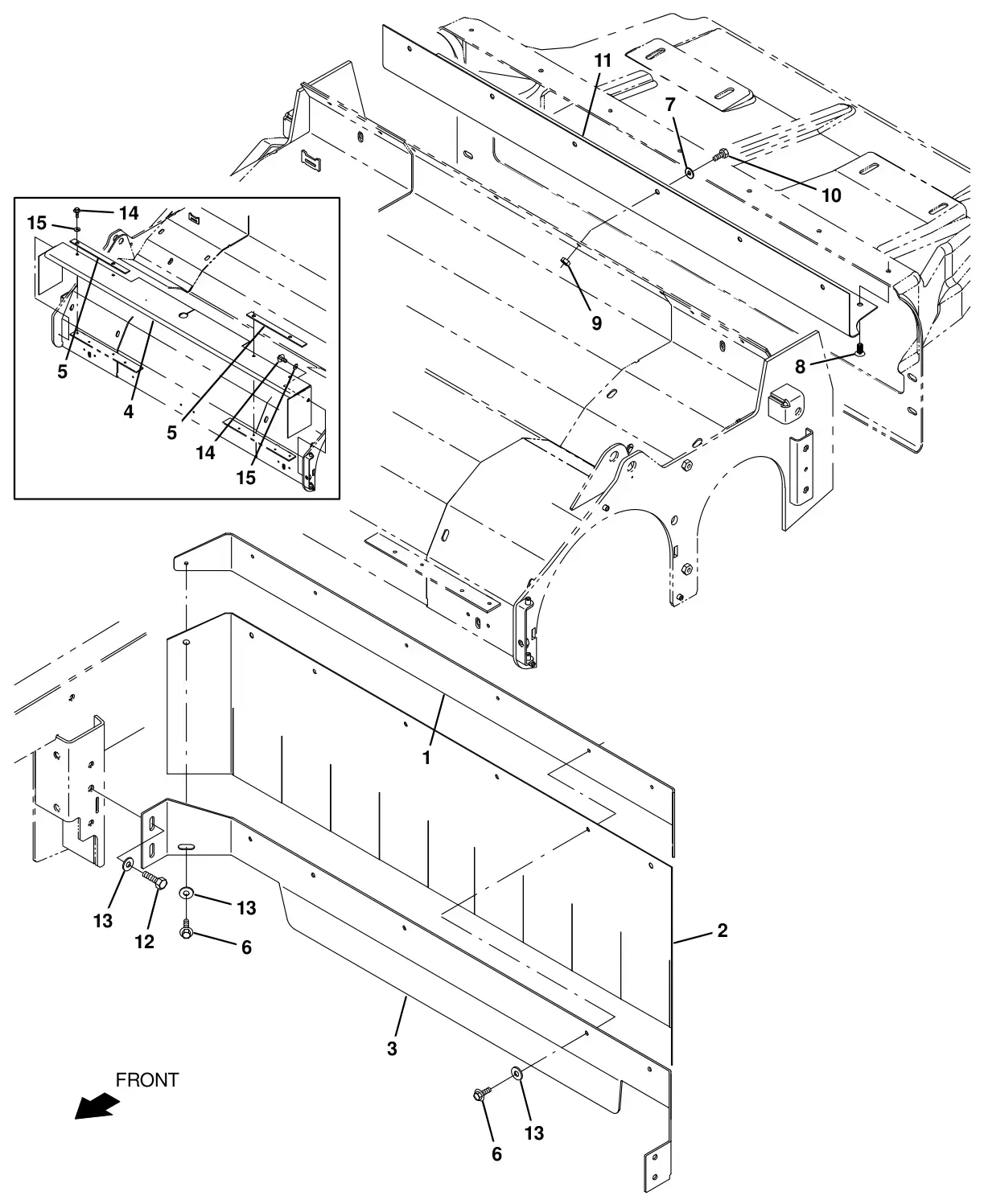 Tennant T20 Diesel cylindrical brush head skirt group drawing, manual page 63