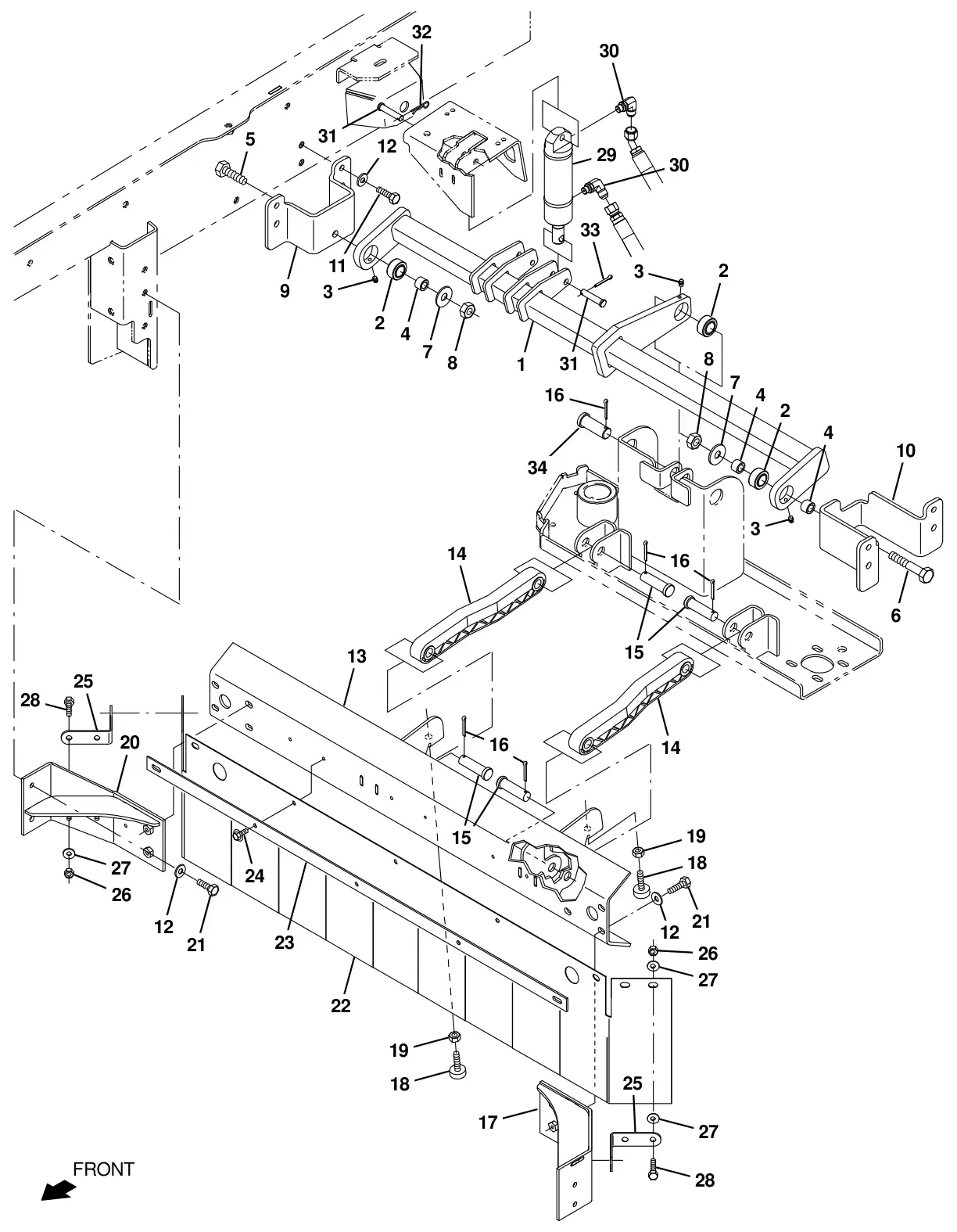 Tennant T20 Diesel disk scrub head lift group drawing, manual page 67
