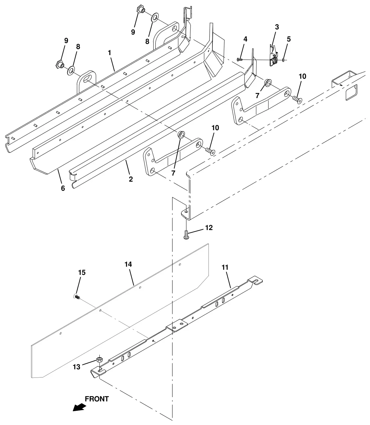 Tennant T20 Diesel squeegee group, left side drawing, manual page 83