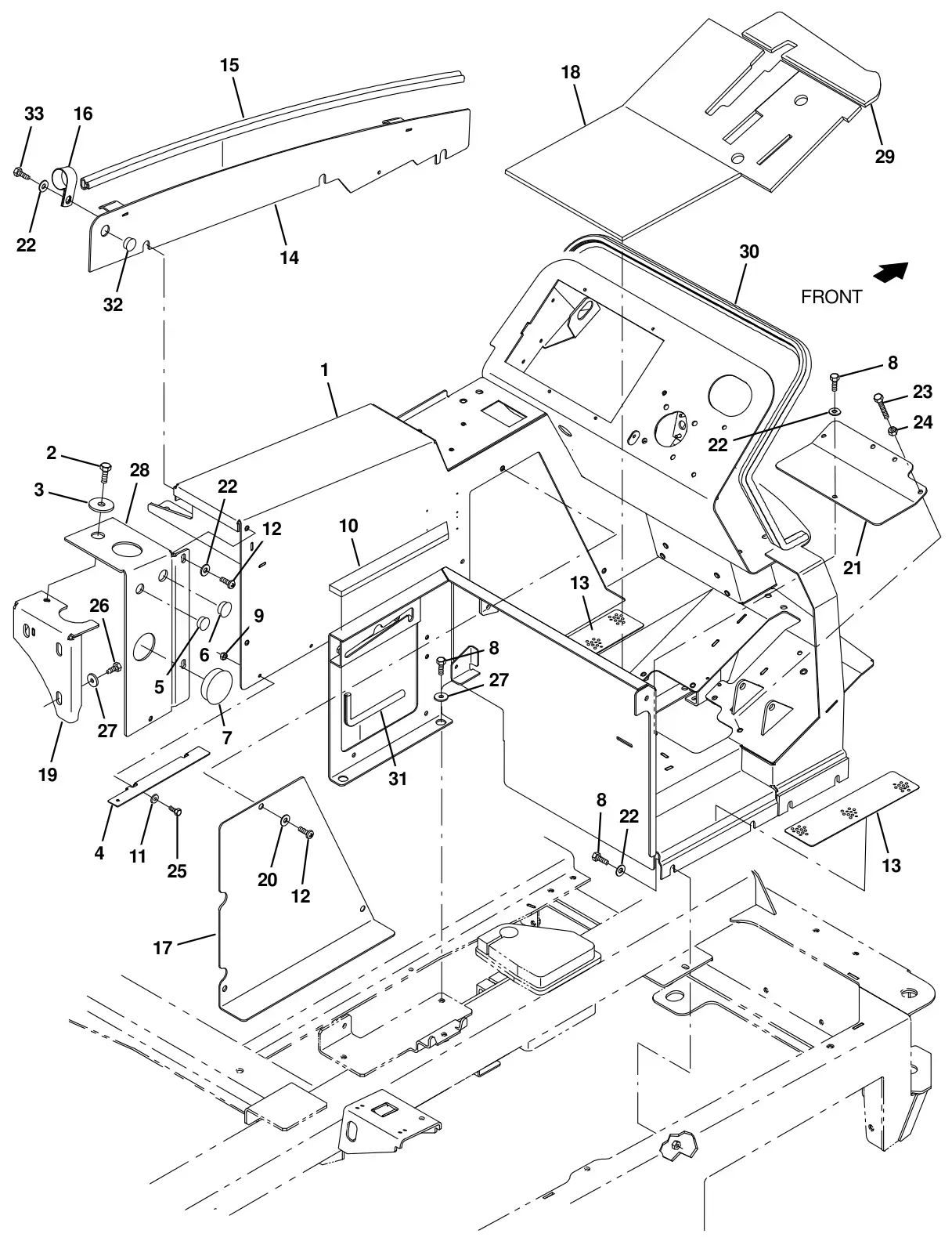 Tennant T20 Diesel operator station group drawing, manual page 15