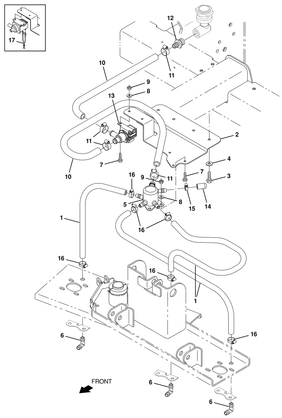 Tennant T20 Diesel solution control group, disk scrub head (s/n 008000 - 013000) drawing, manual page 97