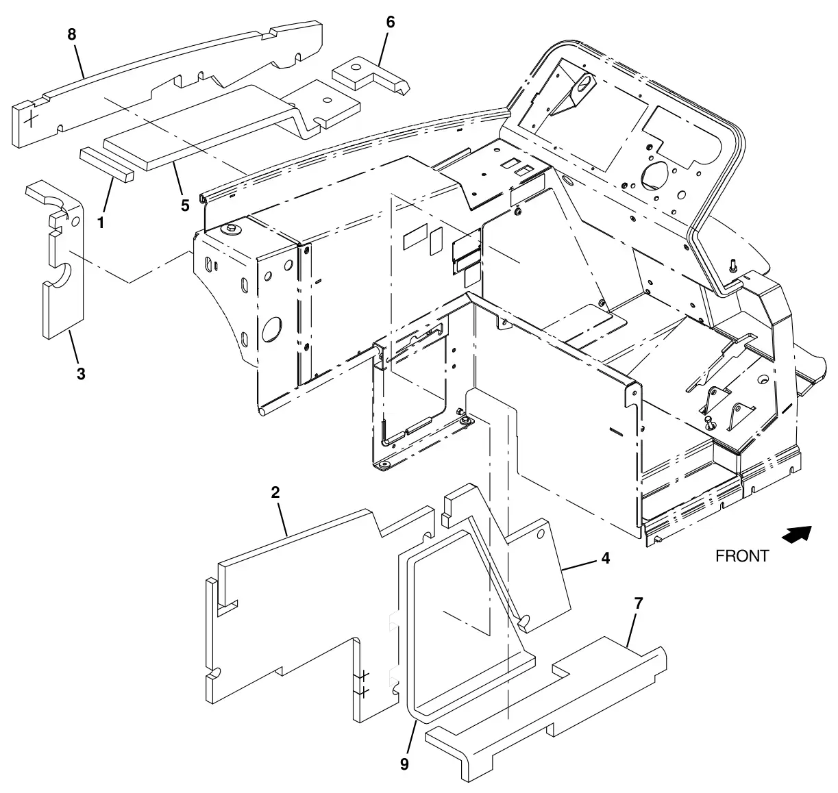 Tennant T20 Diesel operator station insulation group drawing, manual page 17