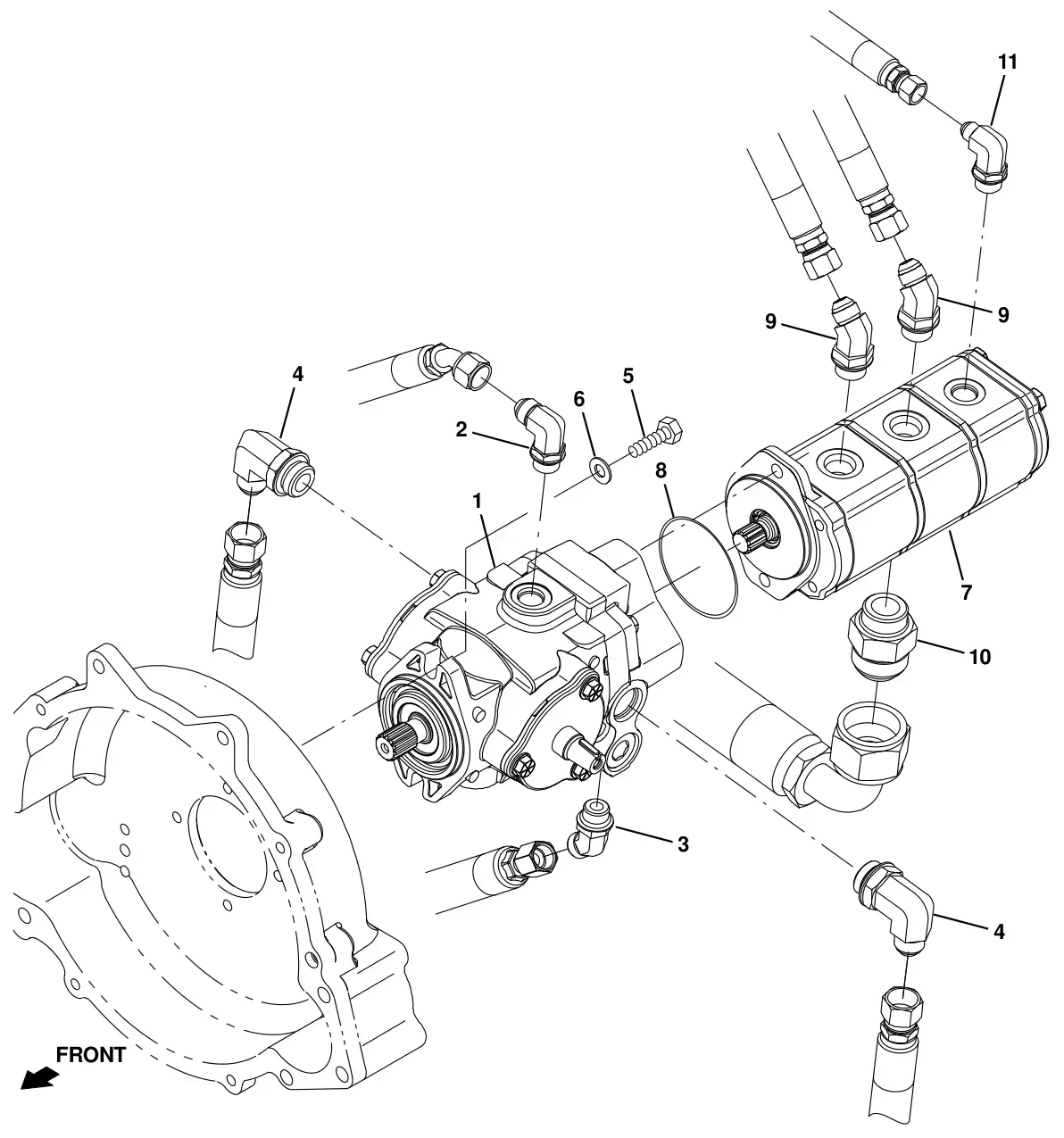 Tennant T20 Diesel hydraulic pumps group drawing, manual page 119