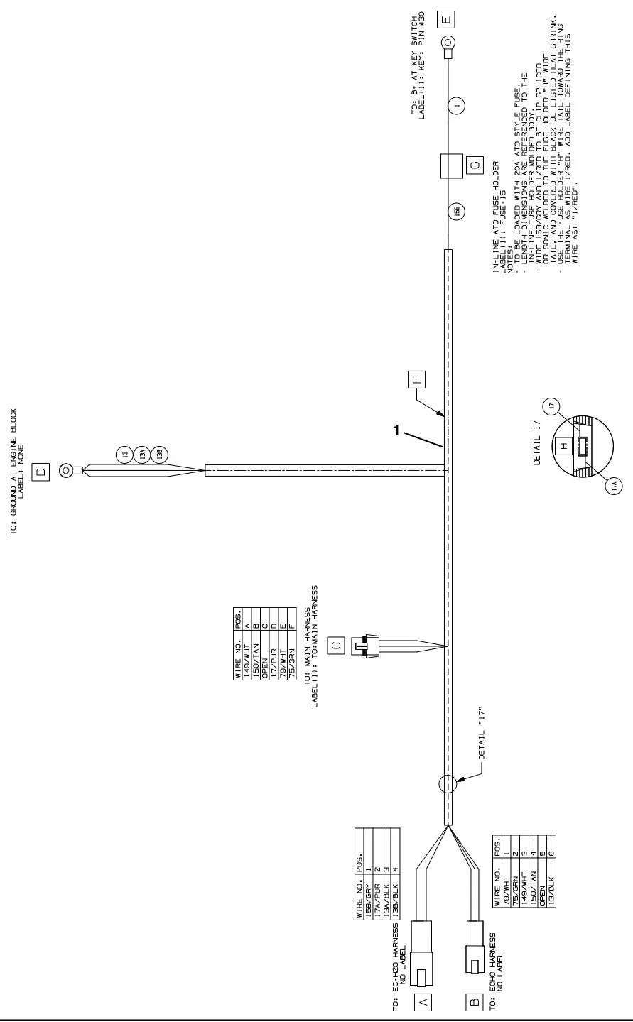 Tennant T20 Diesel ec-h2o wire harnesses group, drawing 1, manual page 217