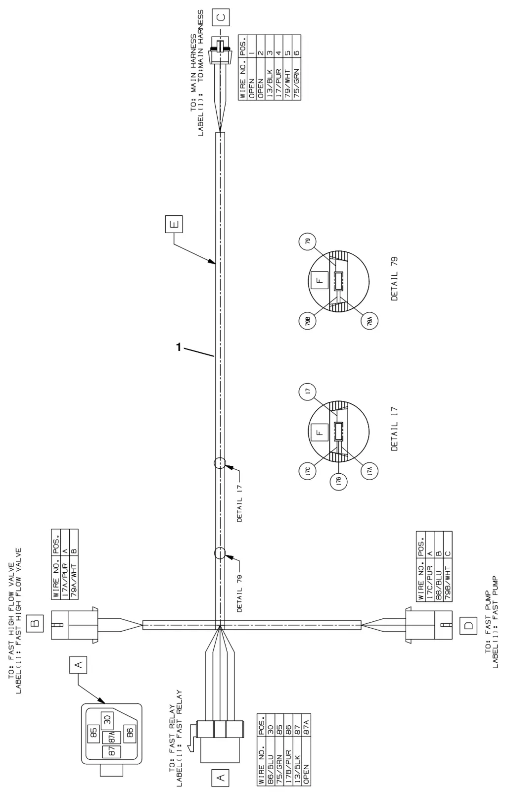 Tennant T20 Diesel fast wire harness group (option) drawing, manual page 193