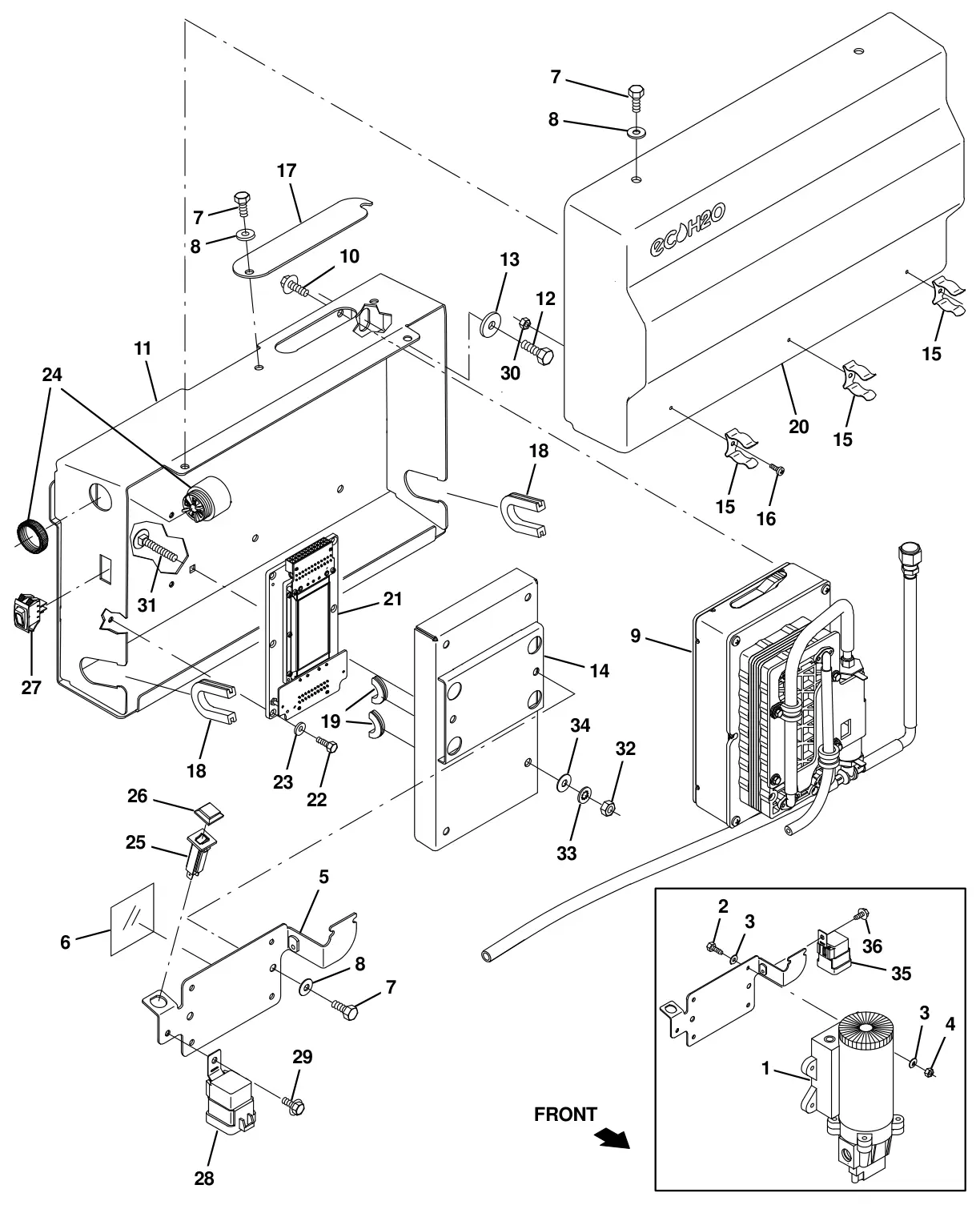 Tennant T20 Diesel ec-h2o solution pump group (option) drawing, manual page 195