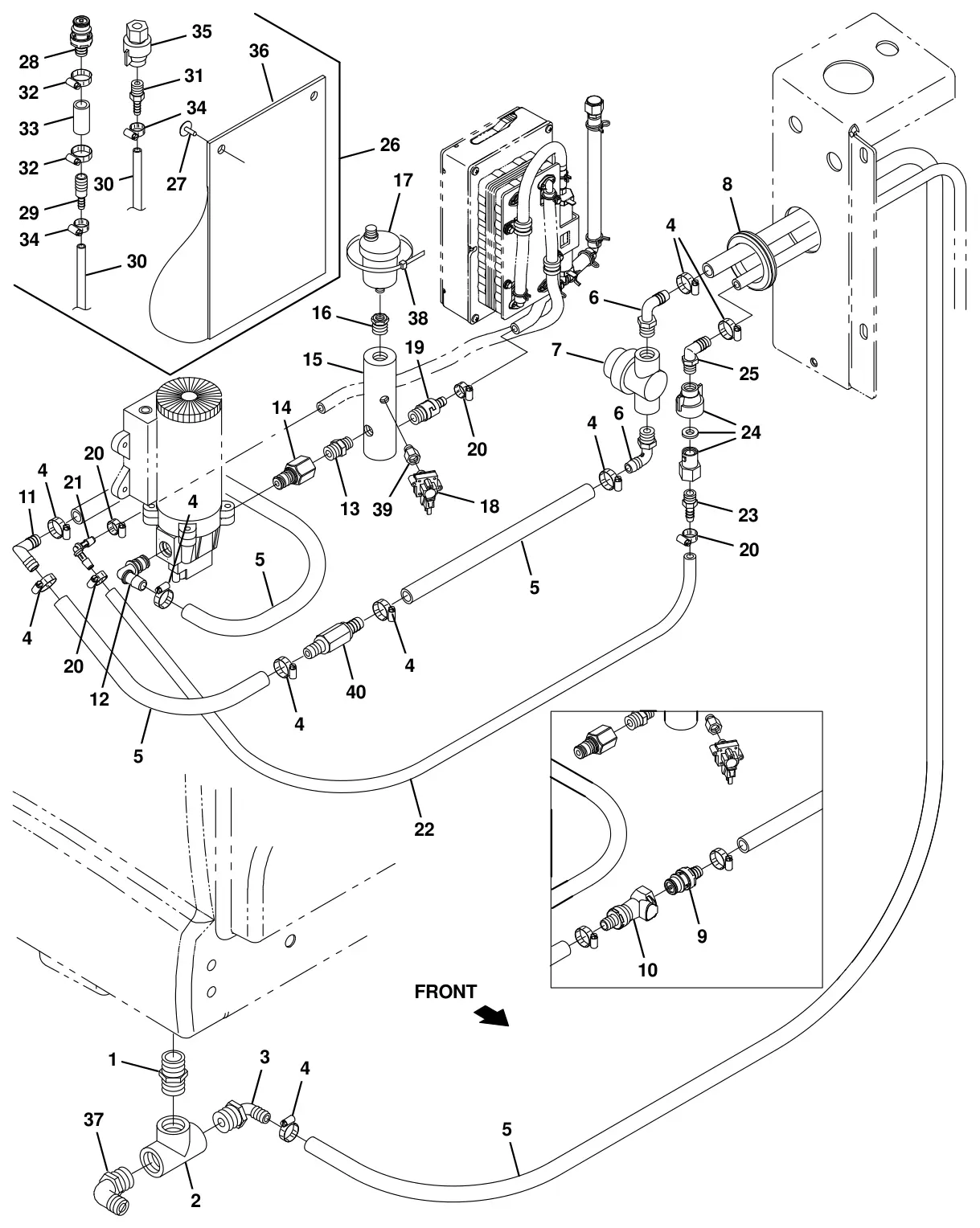 Tennant T20 Diesel ec-h2o solution pump supply group (s/n 008000 - 013000) (option) drawing, manual page 197