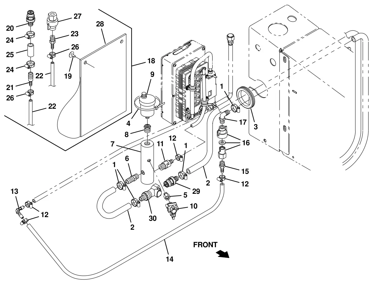 Tennant T20 Diesel ec-h2o solution pump supply group (s/n 013001 -) (option) drawing, manual page 199