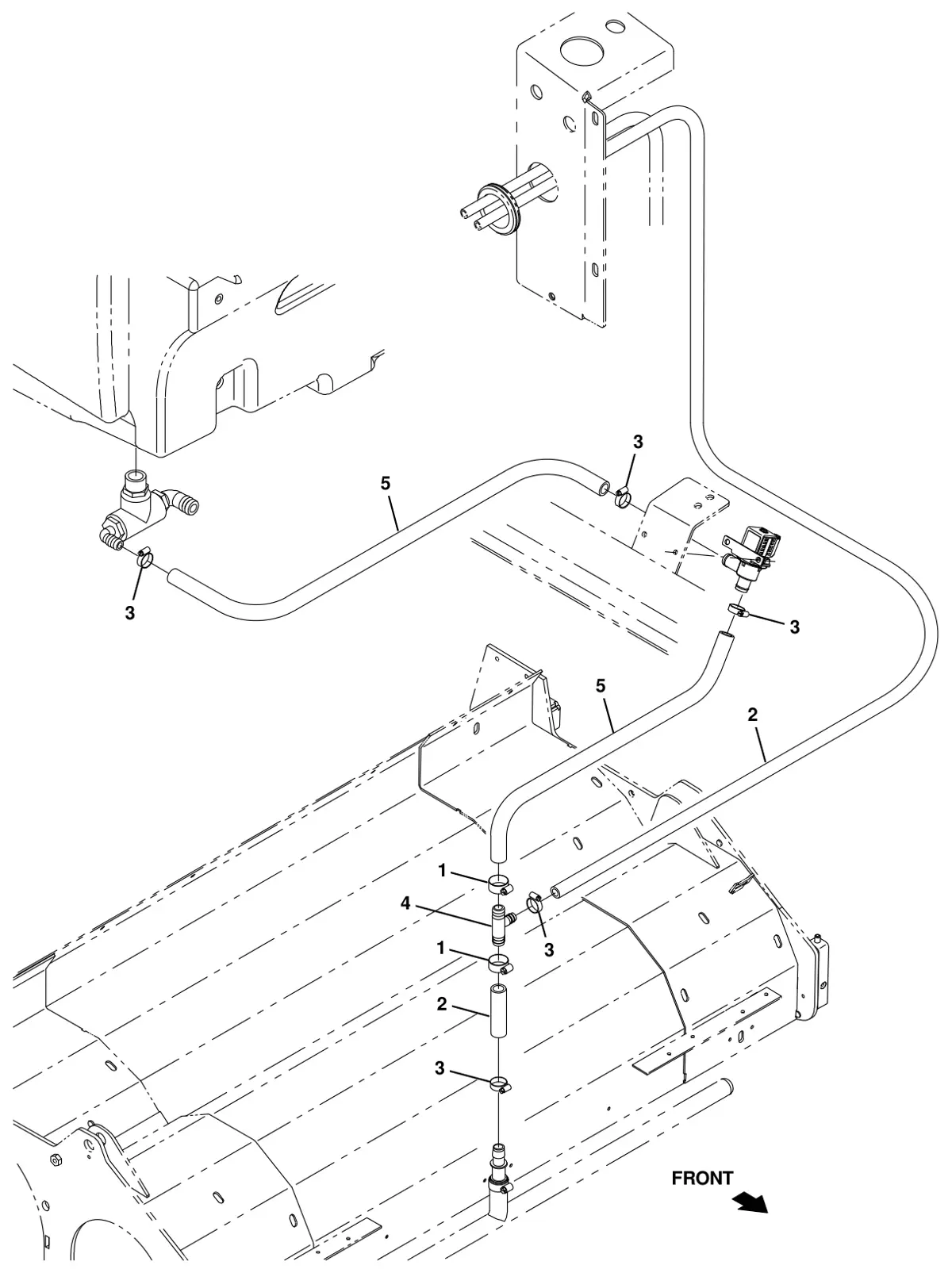 Tennant T20 Diesel ec-h2o solution supply group, cylindrical scrub head (s/n 008000 - 013000) (option) drawing, manual page 201
