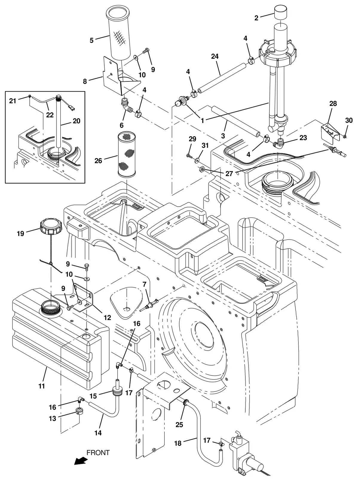 Tennant T20 Diesel es tanks group (option) drawing, manual page 169