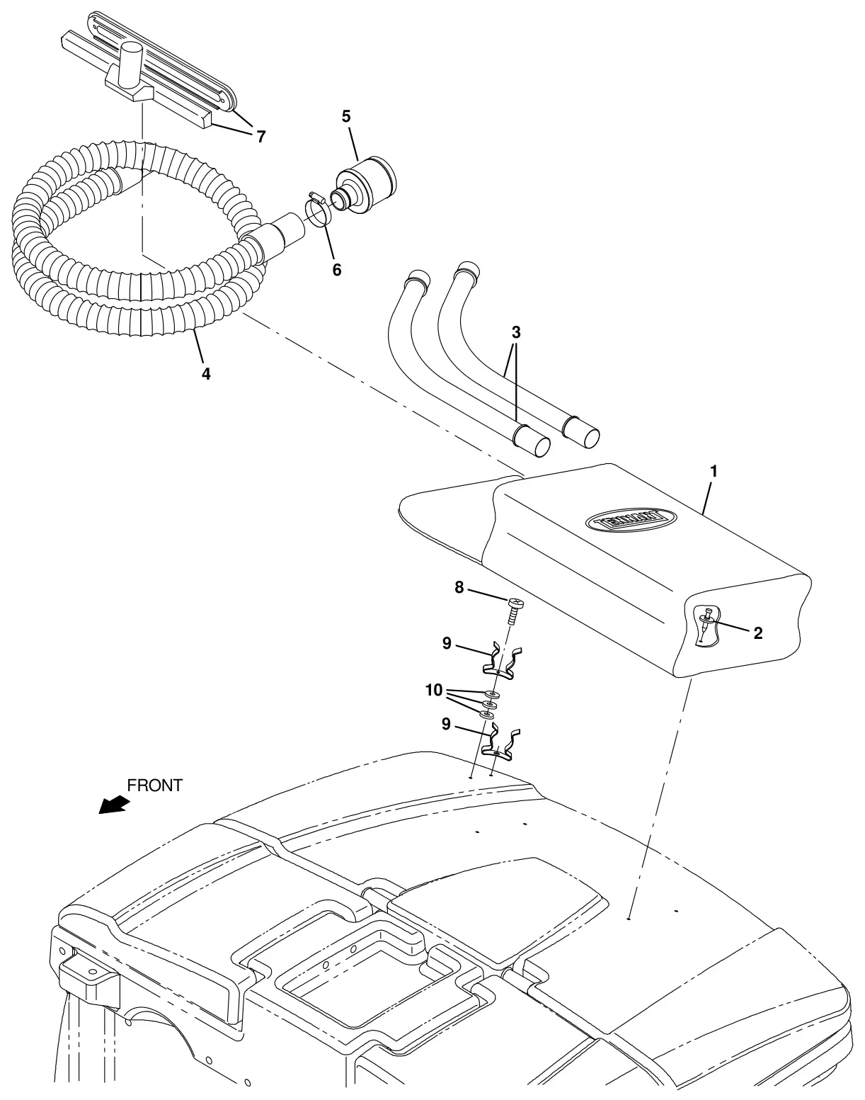 Tennant T20 Diesel vacuum wand kit (option) drawing, manual page 235