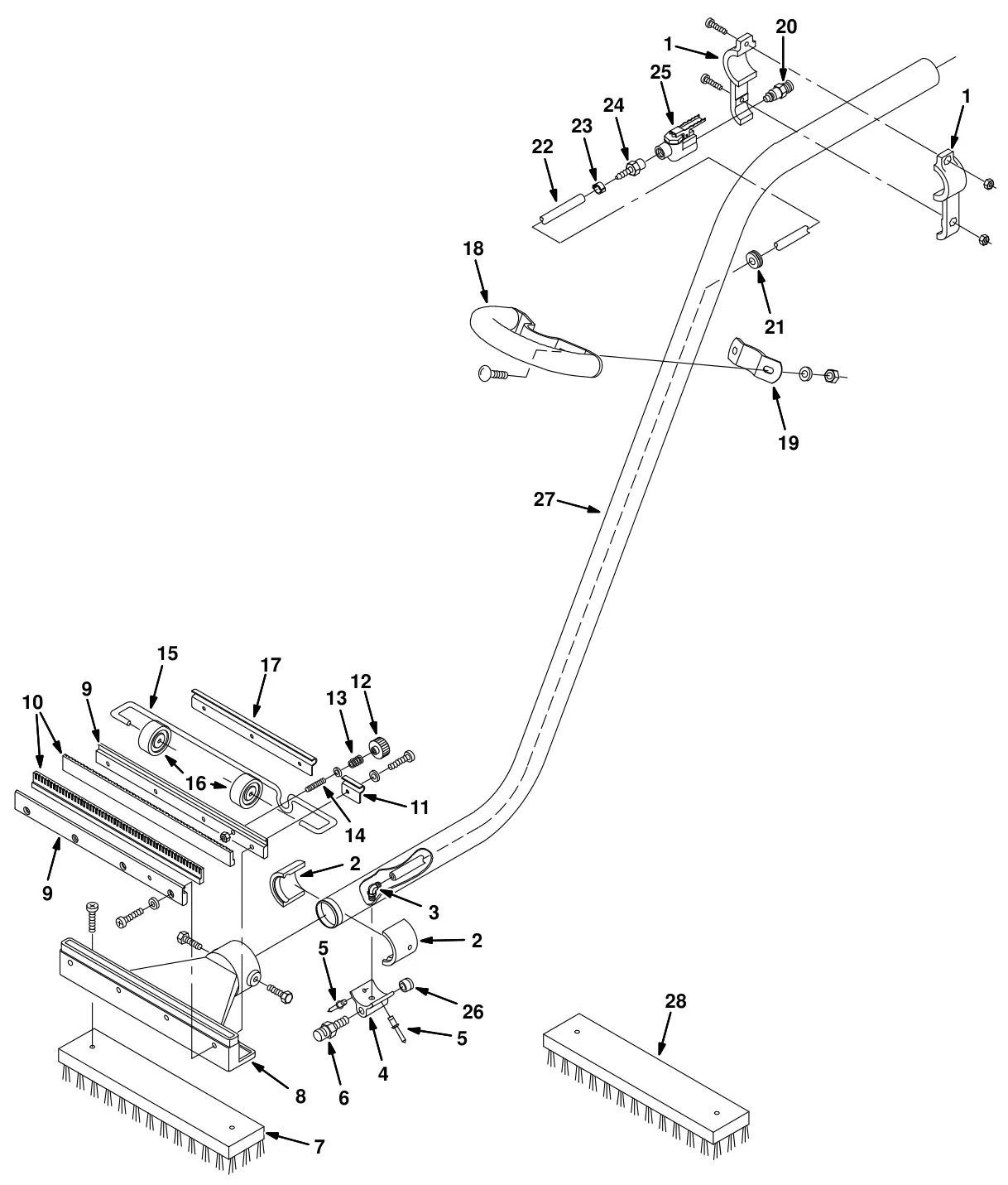 Tennant T20 Diesel power wand assembly (option) drawing, manual page 239