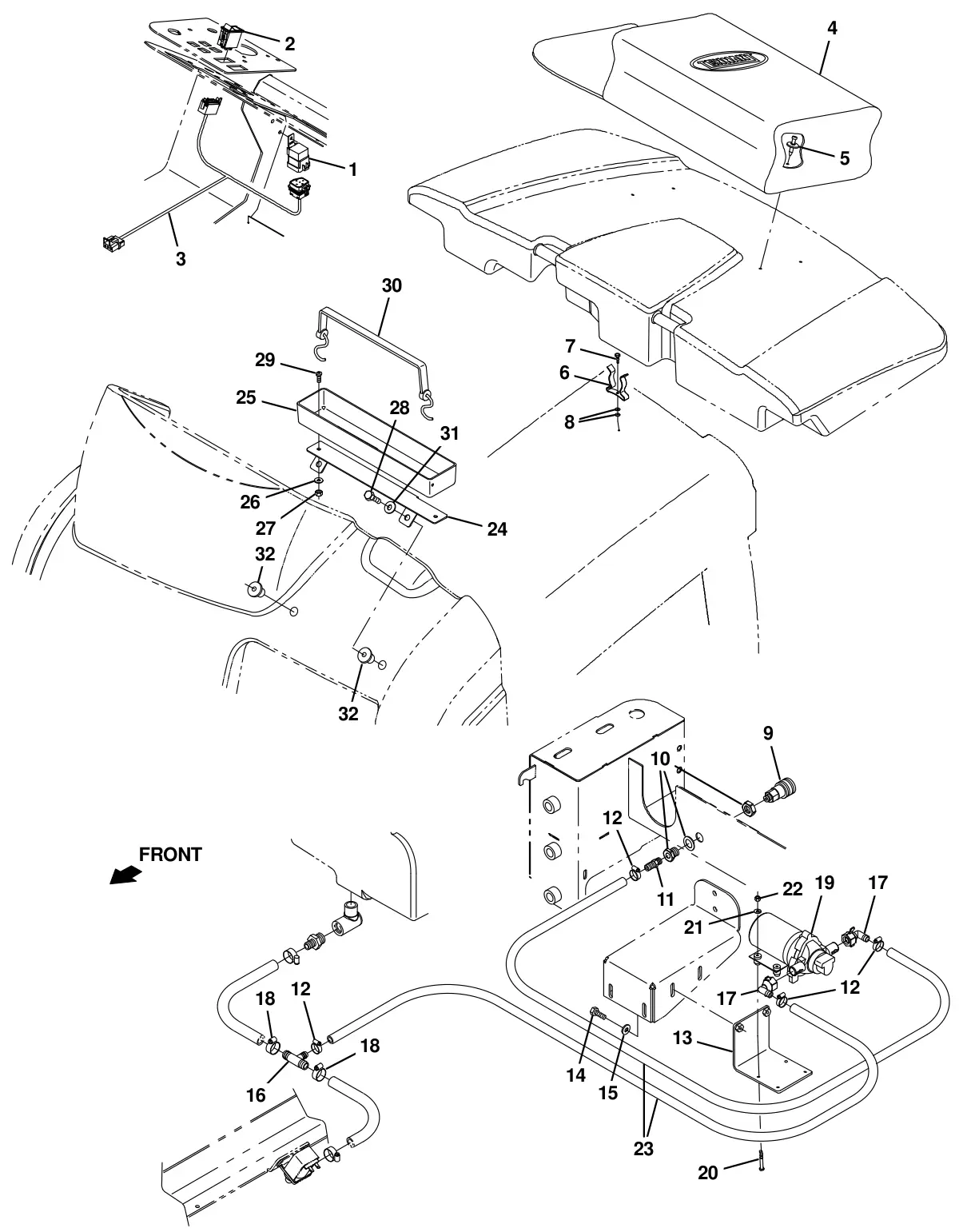 Tennant T20 Diesel power wand pump and mount group (option) drawing, manual page 241