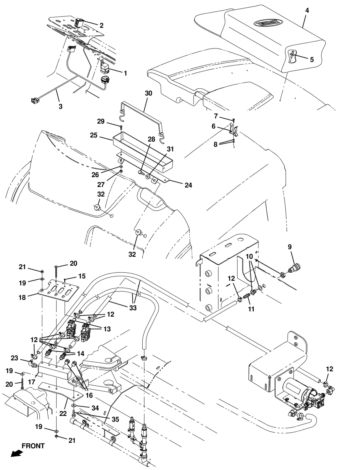Tennant T20 Diesel power wand solution control and mount group (s/n 013001 -) (option) drawing, manual page 245