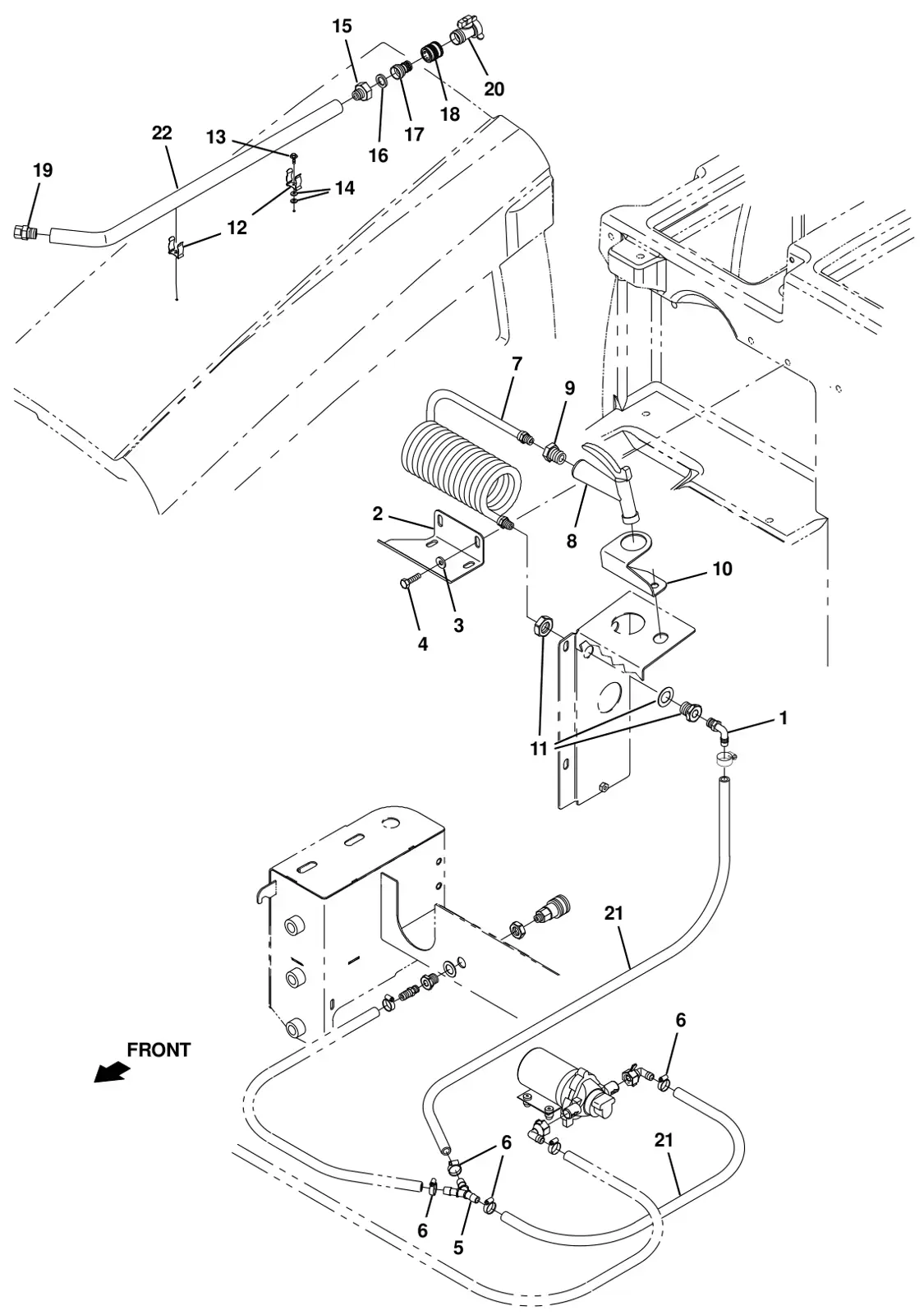 Tennant T20 Diesel spray nozzle kit with power wand (s/n 008000 - 013000) (option) drawing, manual page 251